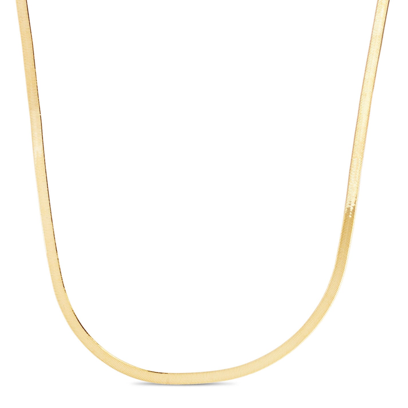 14K Gold Dainty Herringbone Choker Necklace - 14"