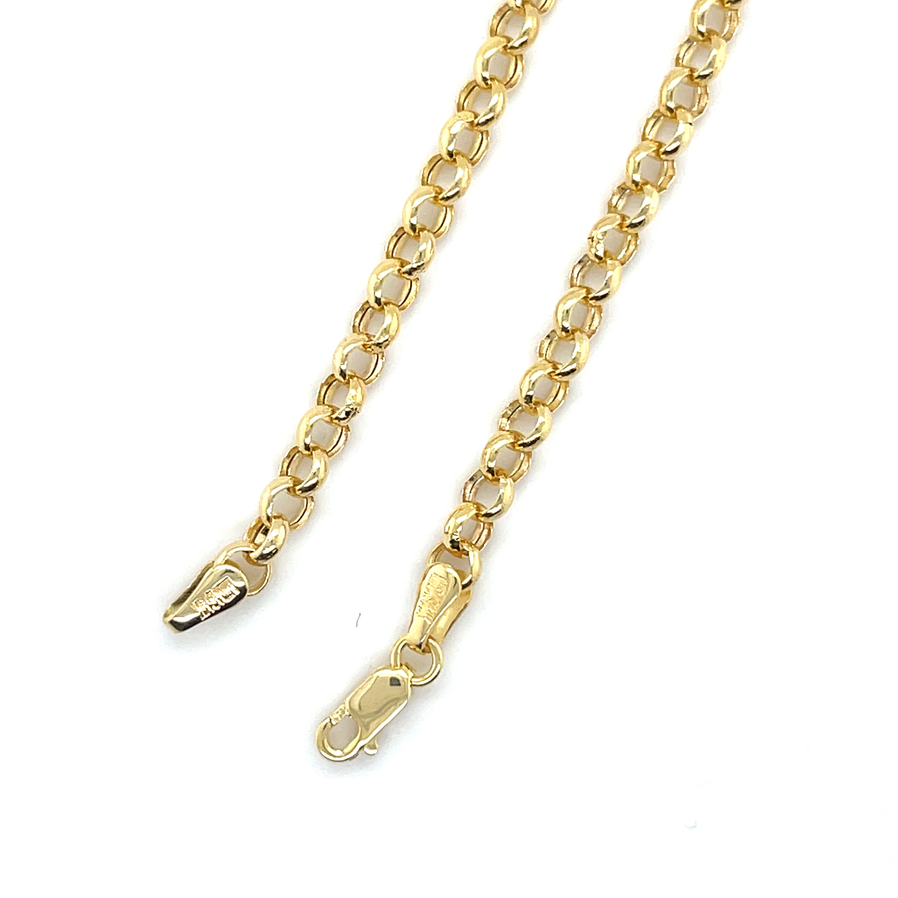 14K Yellow Gold 3.8 mm Thick Rolo Anklet Chain