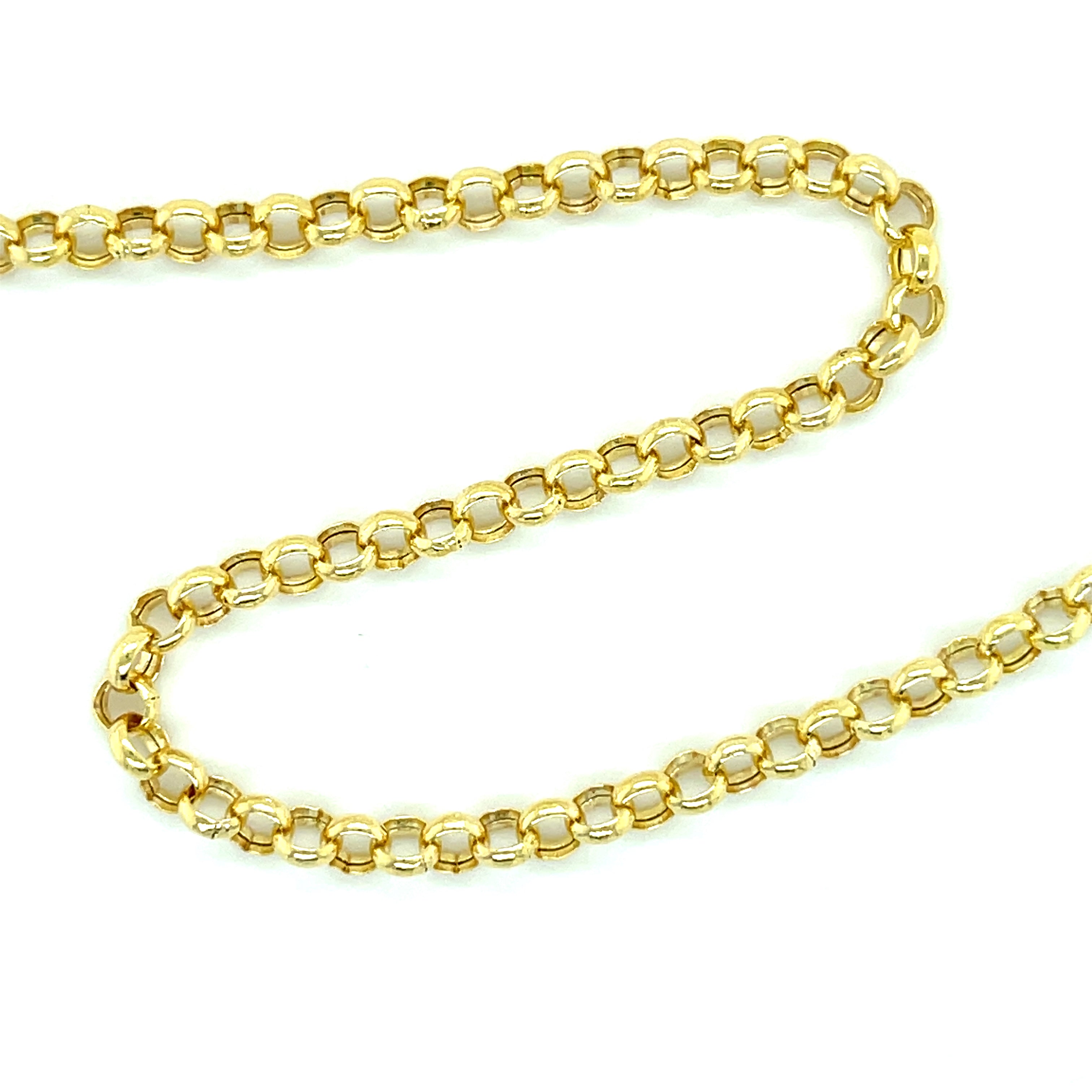 14K Yellow Gold 3.8 mm Thick Rolo Anklet Chain