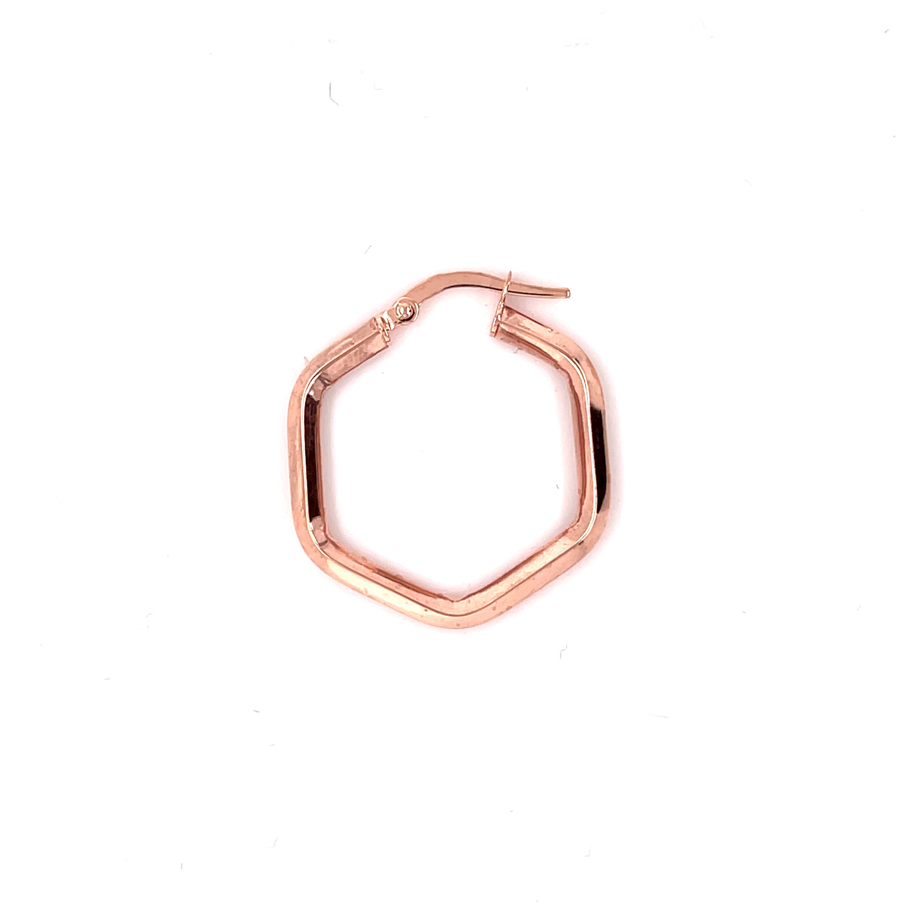 14K Rose Gold Hexagon Hoop Earrings