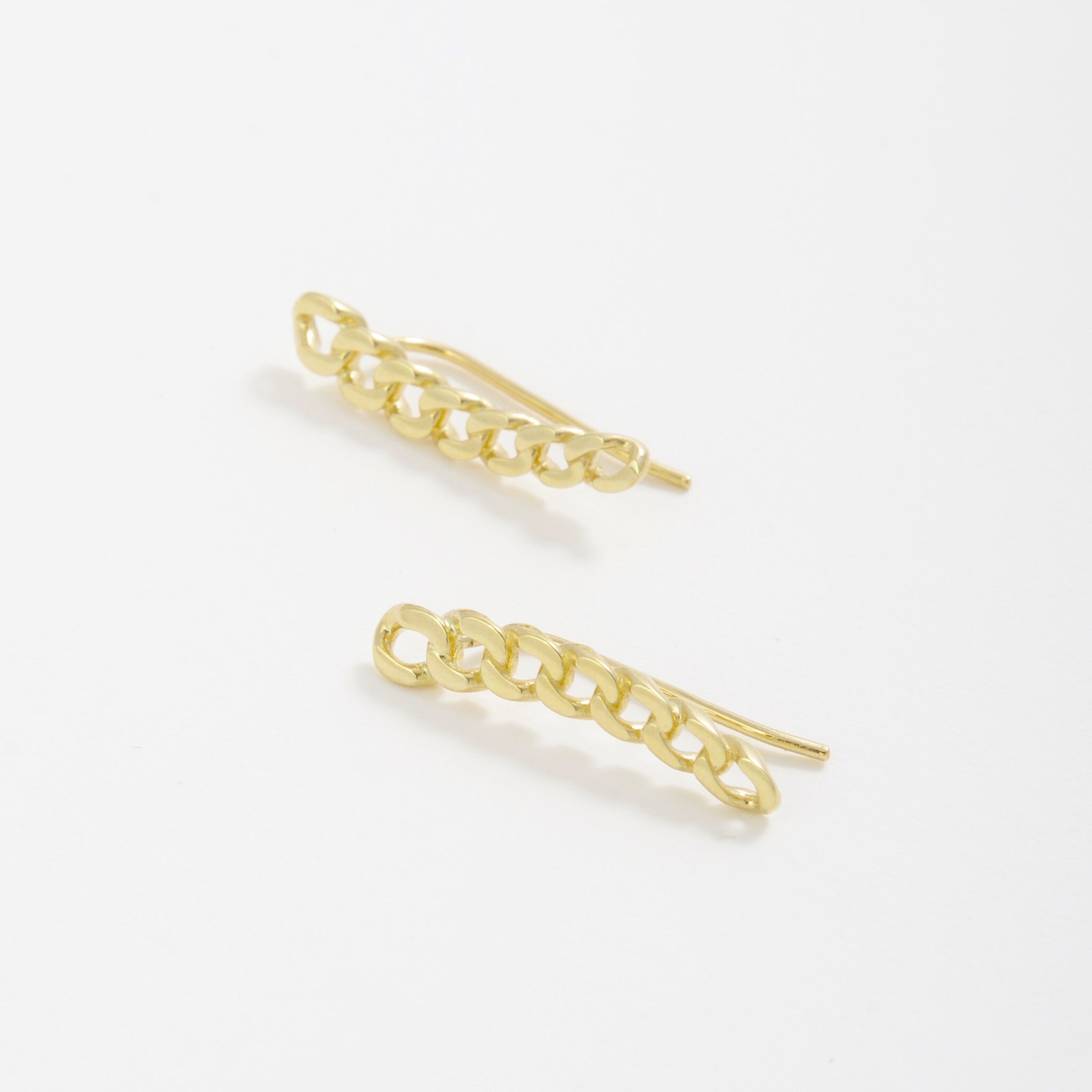 14K Gold Curb Ear Climbers