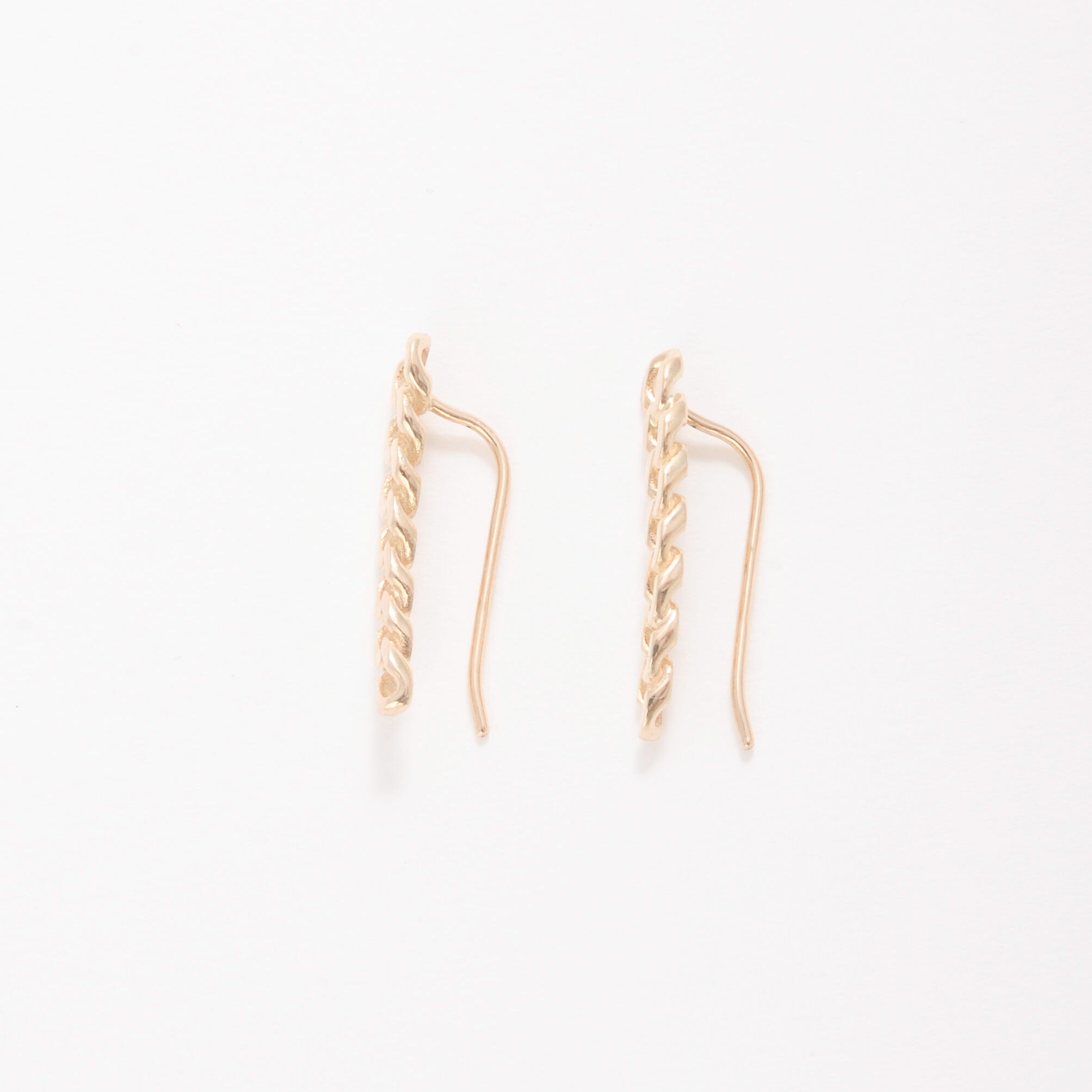 14K Gold Curb Ear Climbers