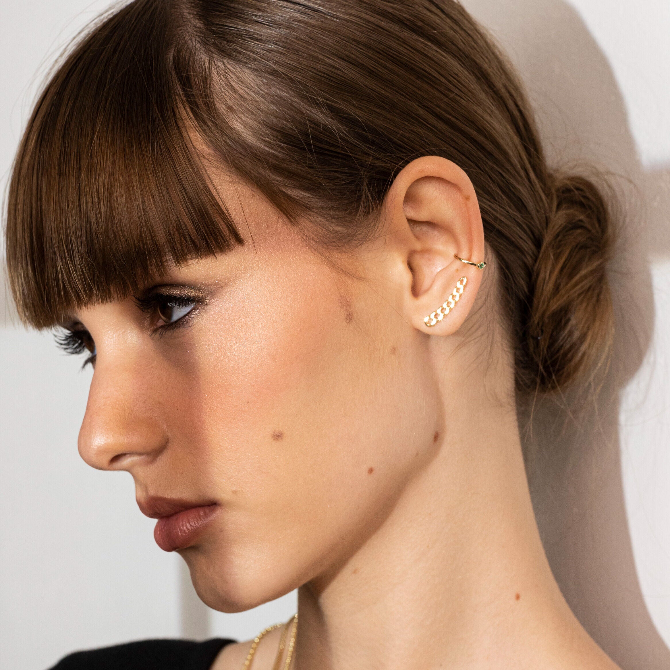 14K Gold Curb Ear Climbers