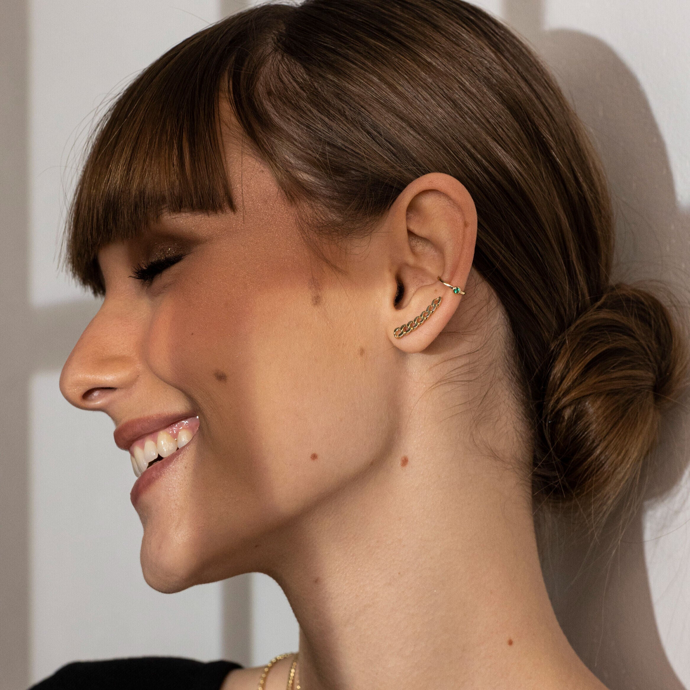 14K Gold Curb Ear Climbers