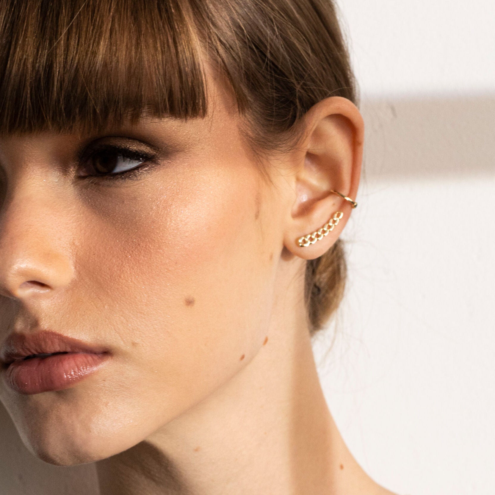 14K Gold Curb Ear Climbers