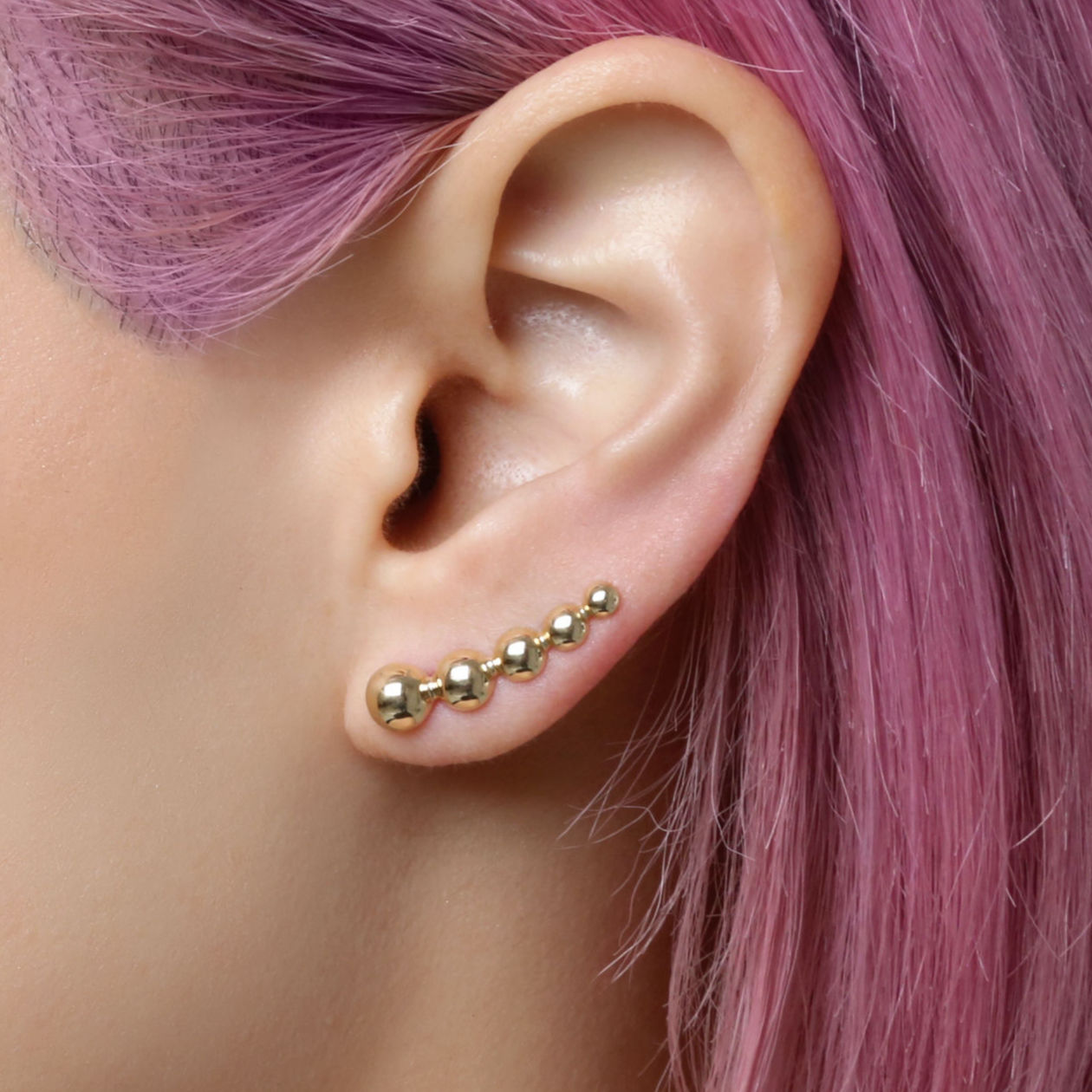 14K Gold Beaded Ear Climbers