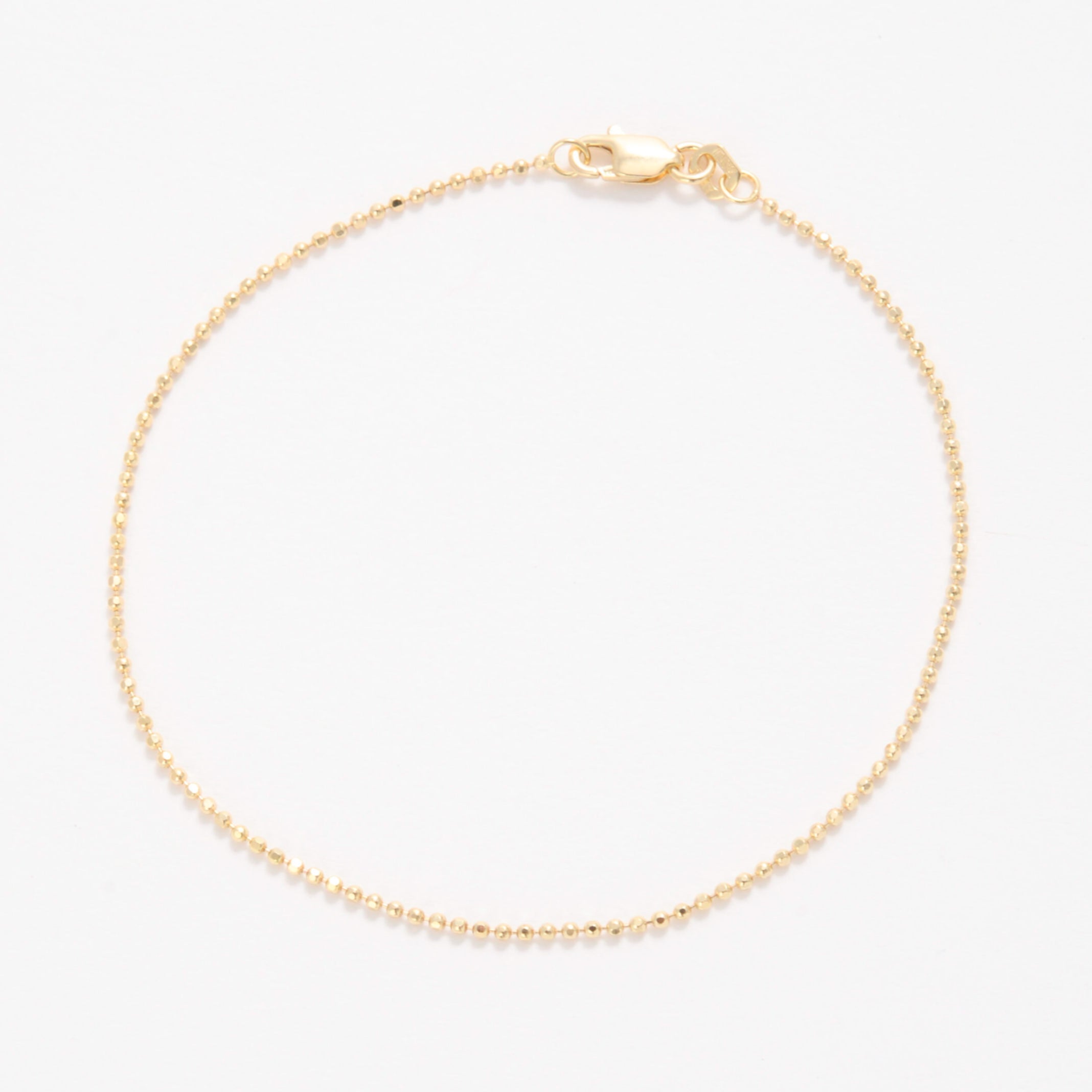 14K Gold Dainty Diamond Cut Beaded Bracelet