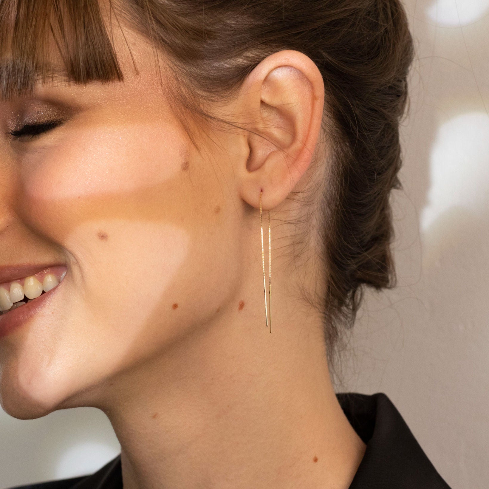 14K Gold Bar Threaders