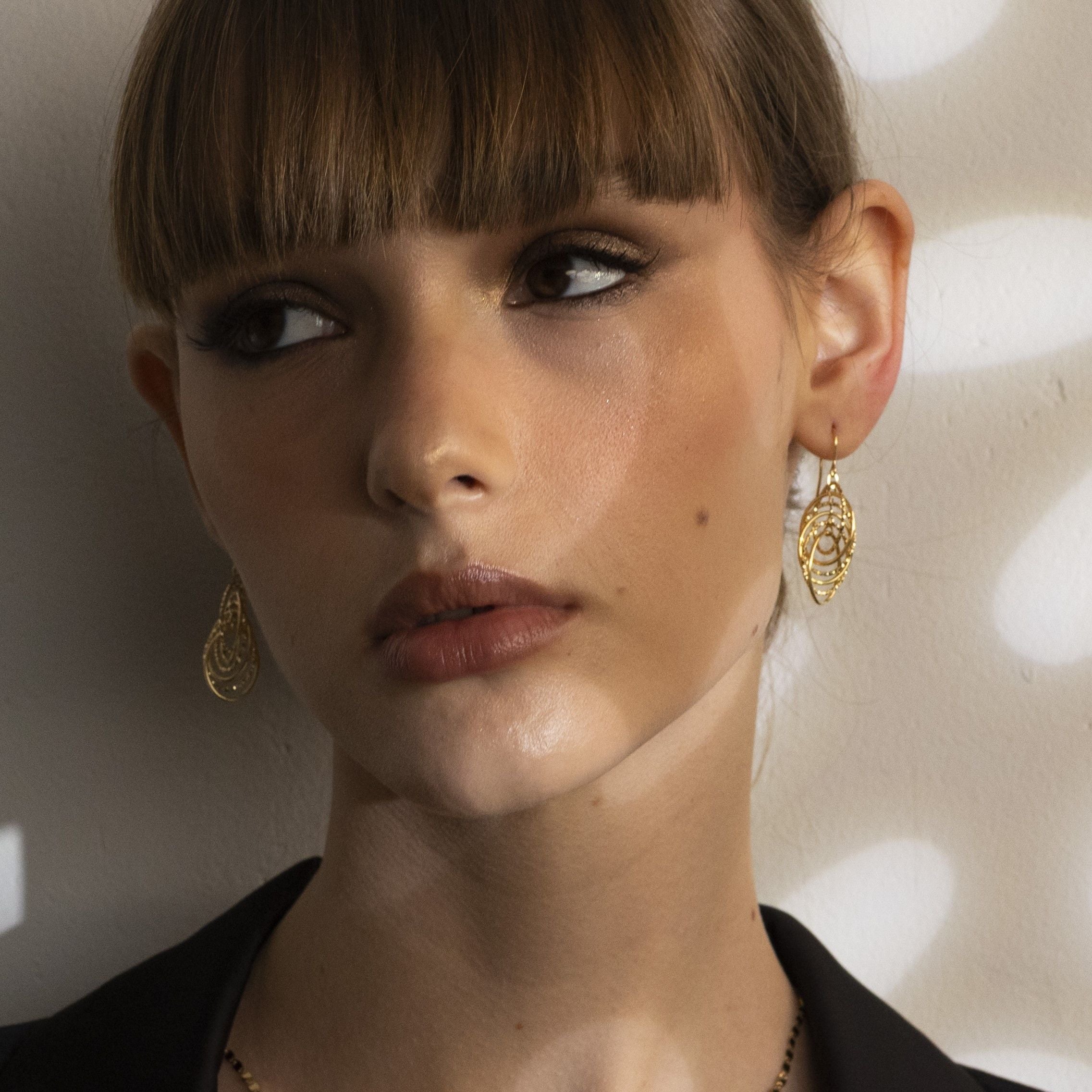 14K Gold Interlocking Oval Link Drop Earrings