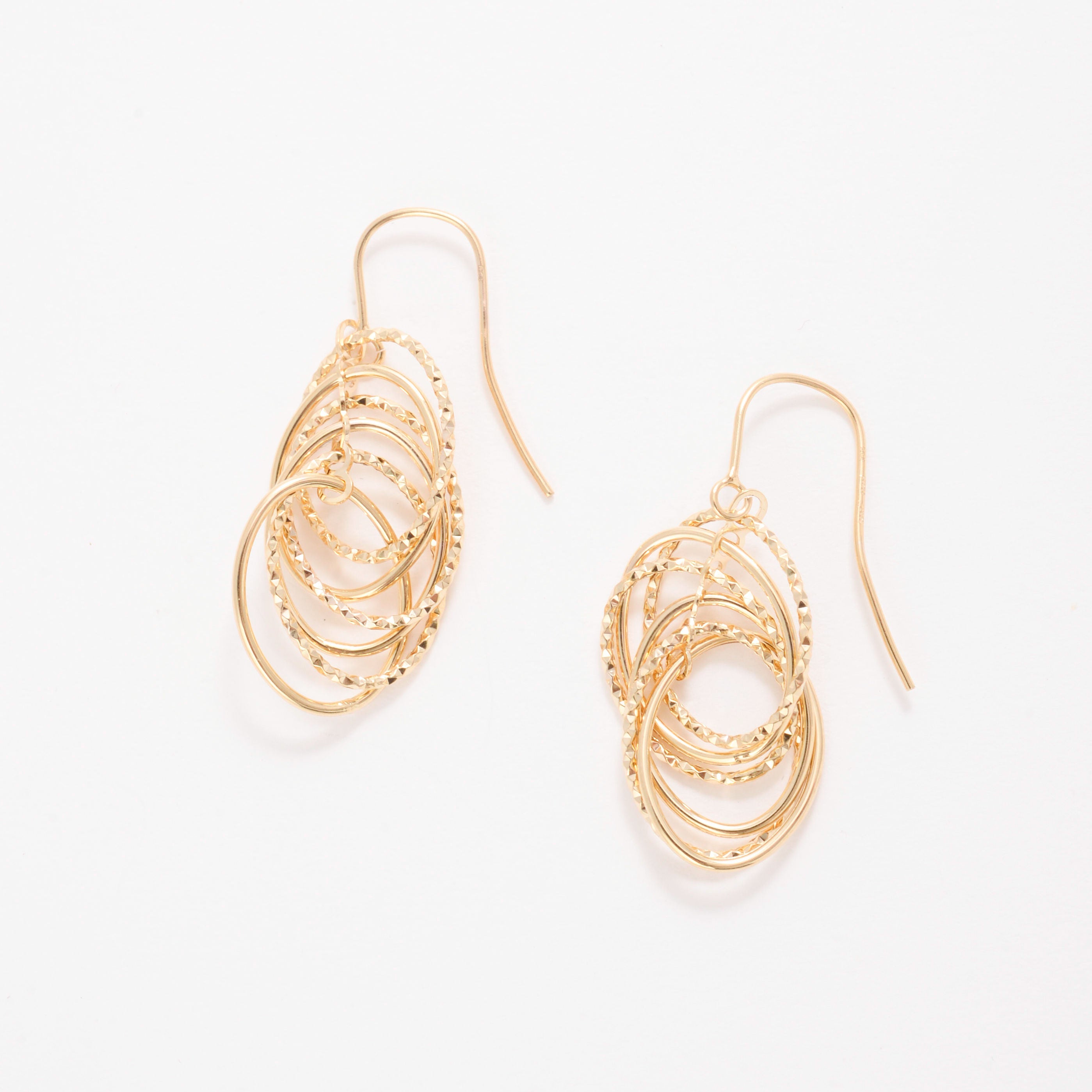 14K Gold Interlocking Oval Link Drop Earrings