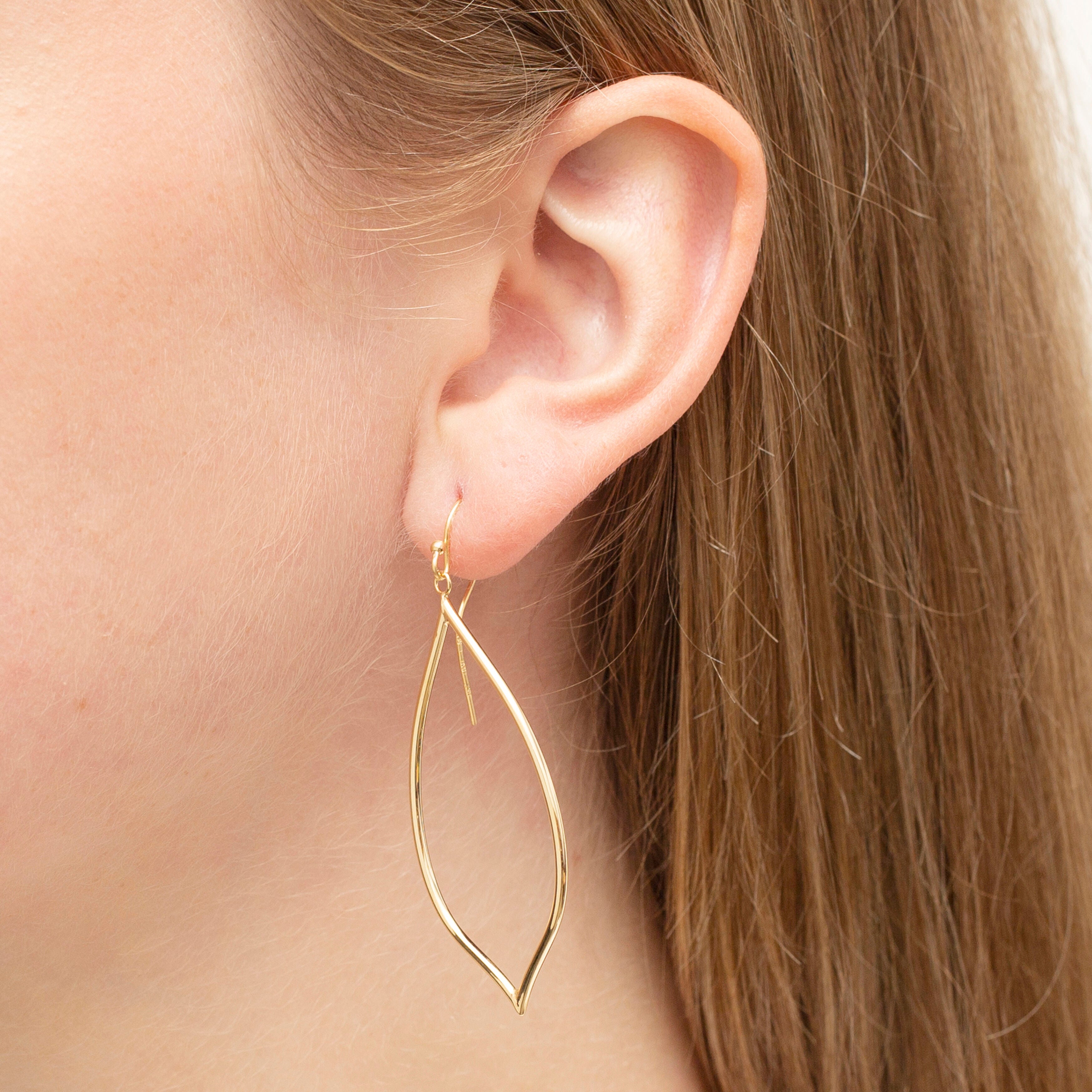 14K Gold Open Drop Earrings