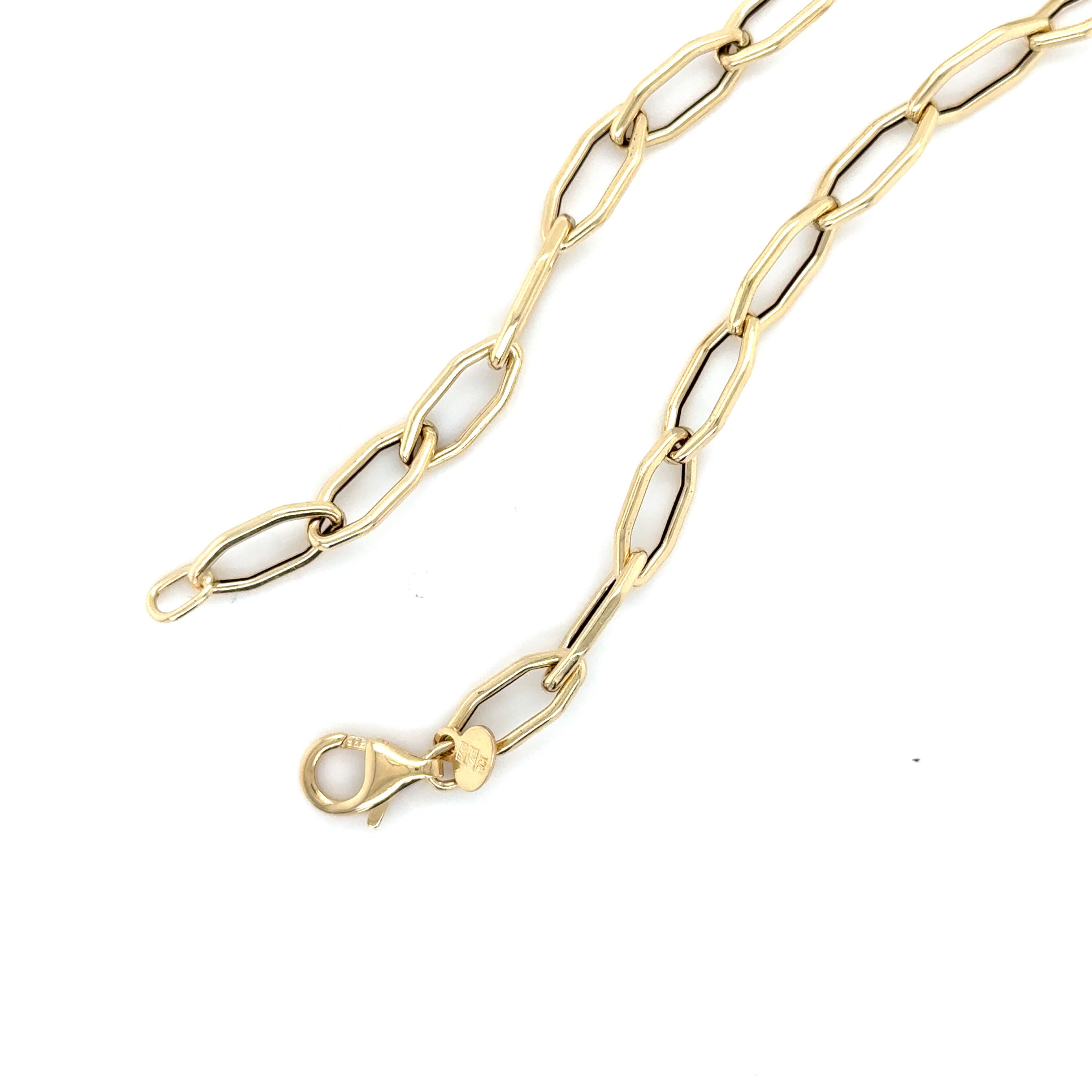 14K Gold Elongated Hexagon Link Necklace