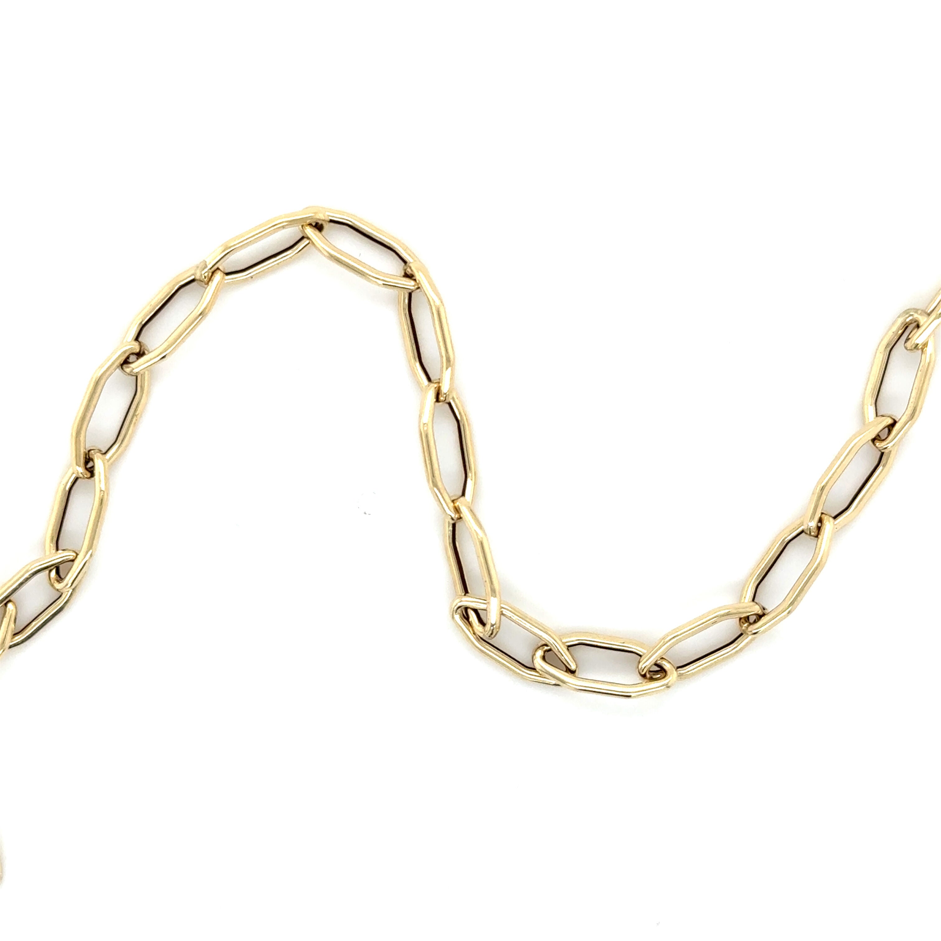 14K Gold Elongated Hexagon Link Necklace