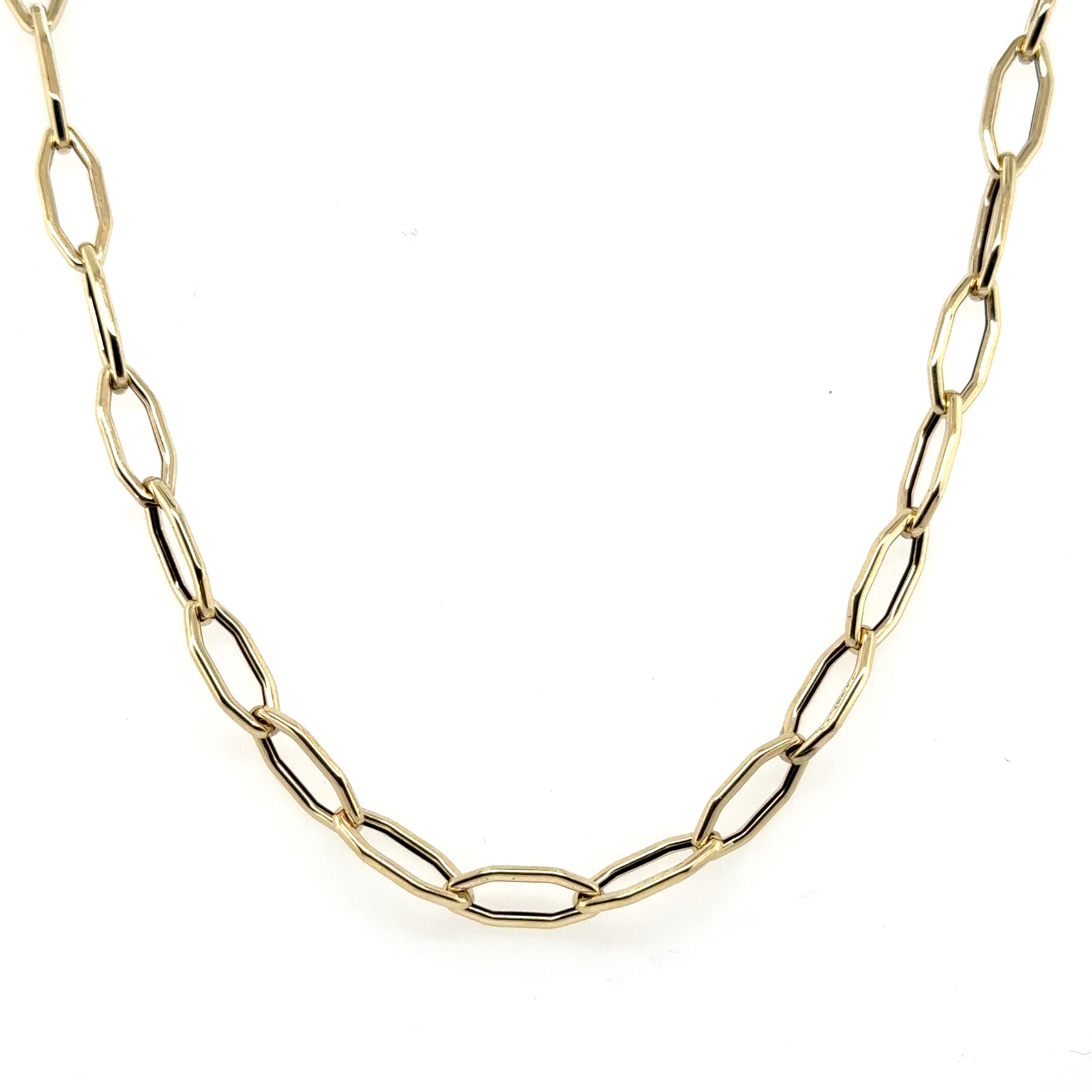 14K Gold Elongated Hexagon Link Necklace