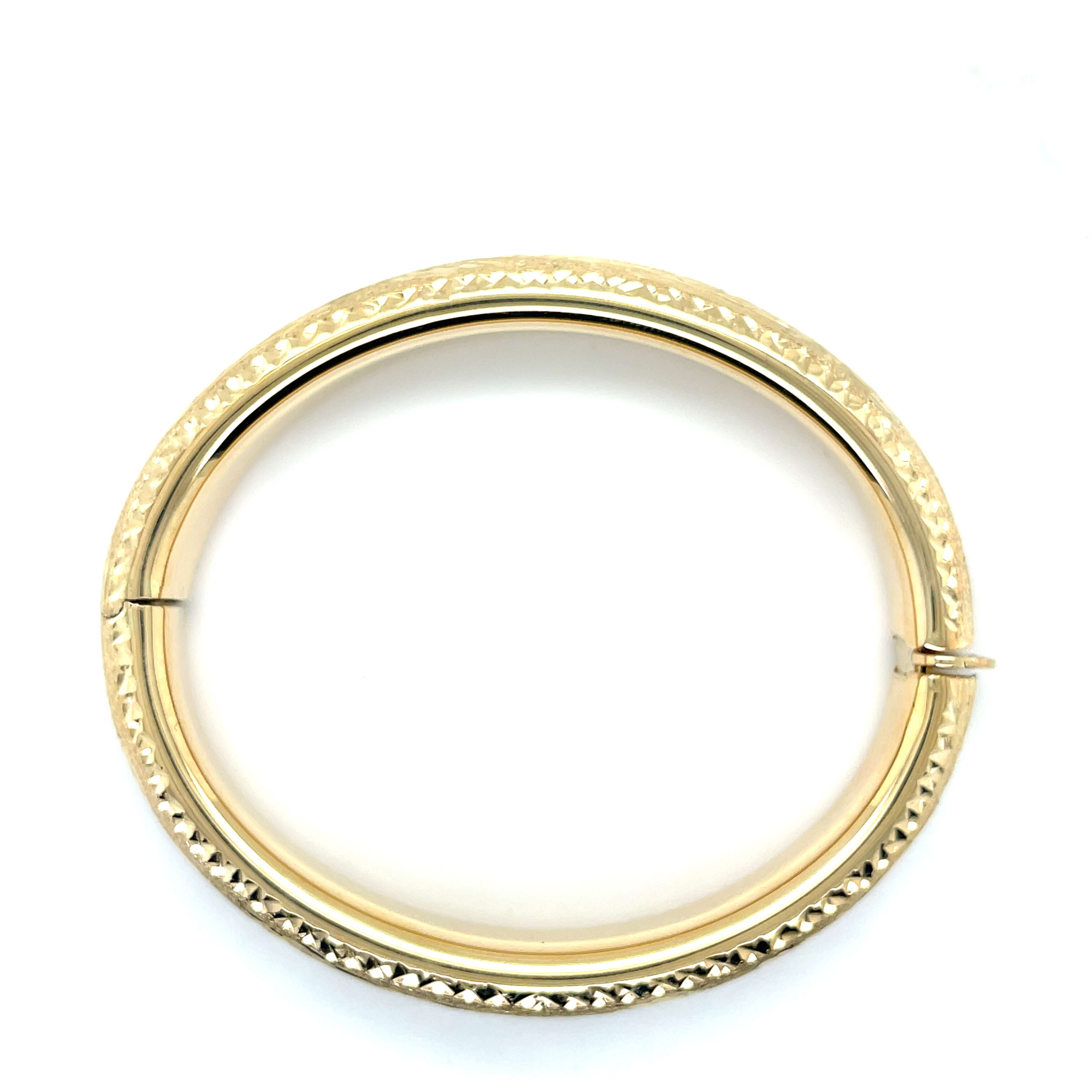 14K Solid Gold Engraved Bangle Bracelet – Floral, Detailed, Elegant Design