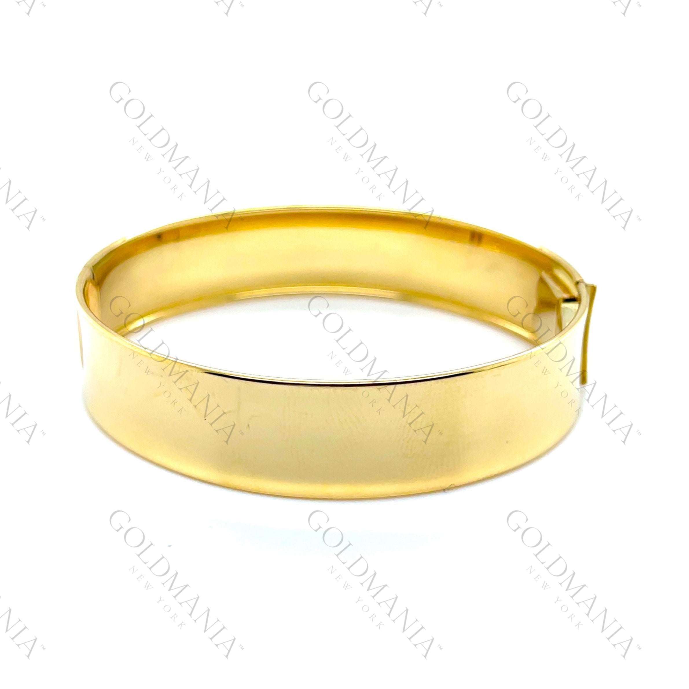 14K Solid Gold Sleek Bangle Bracelet with Polished Finish – Minimalist, Modern, Durable
