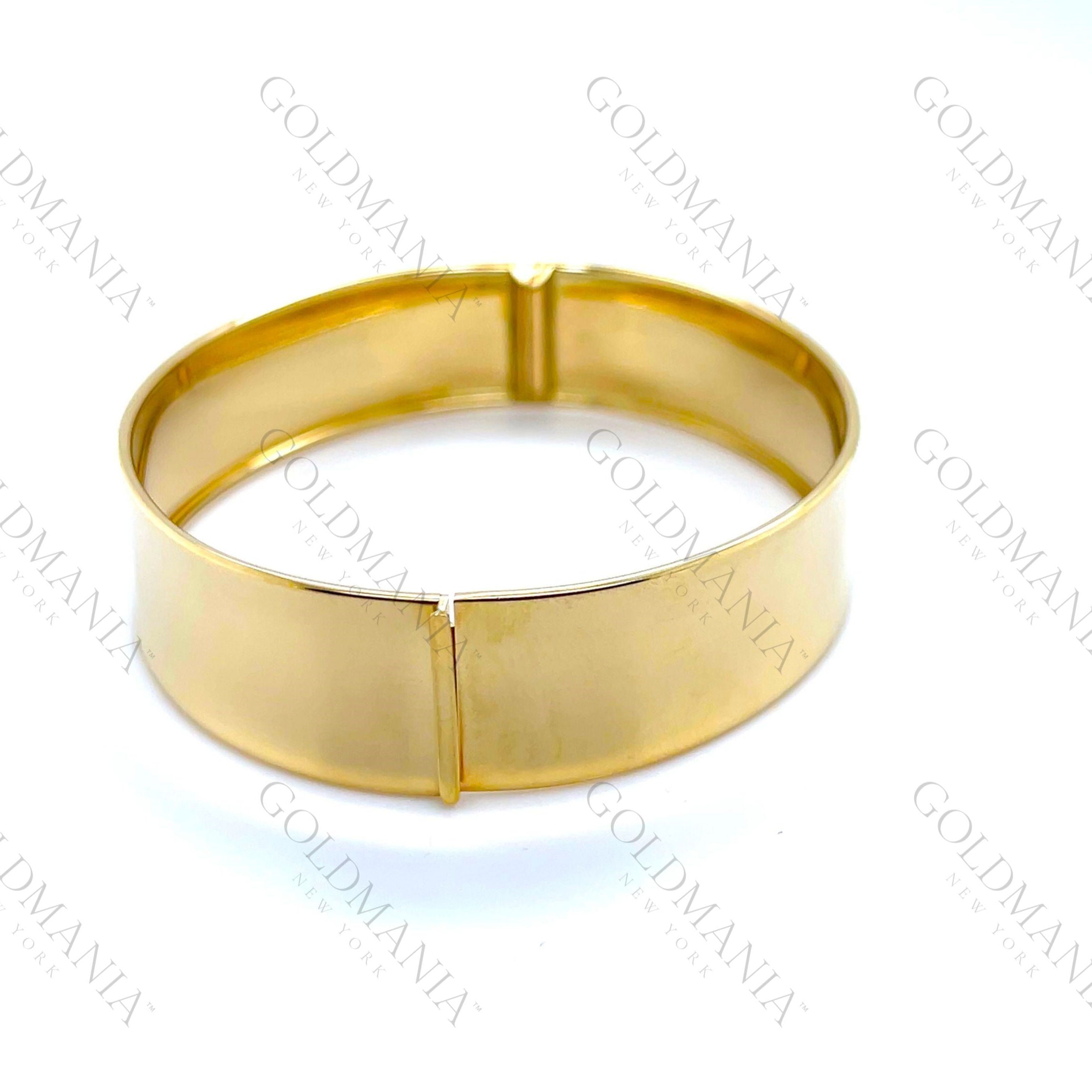 14K Solid Gold Sleek Bangle Bracelet with Polished Finish – Minimalist, Modern, Durable