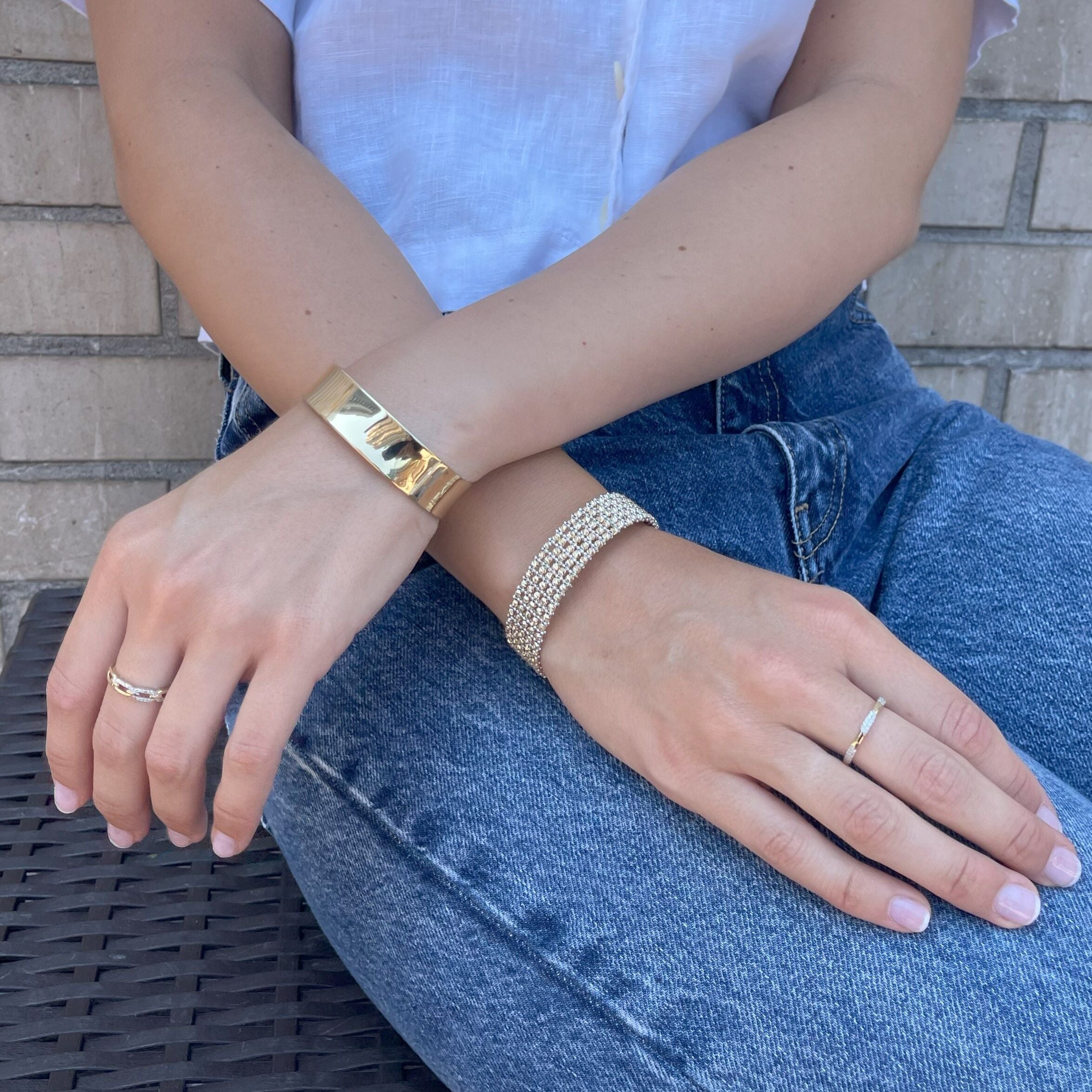 14K Solid Gold Sleek Bangle Bracelet with Polished Finish – Minimalist, Modern, Durable