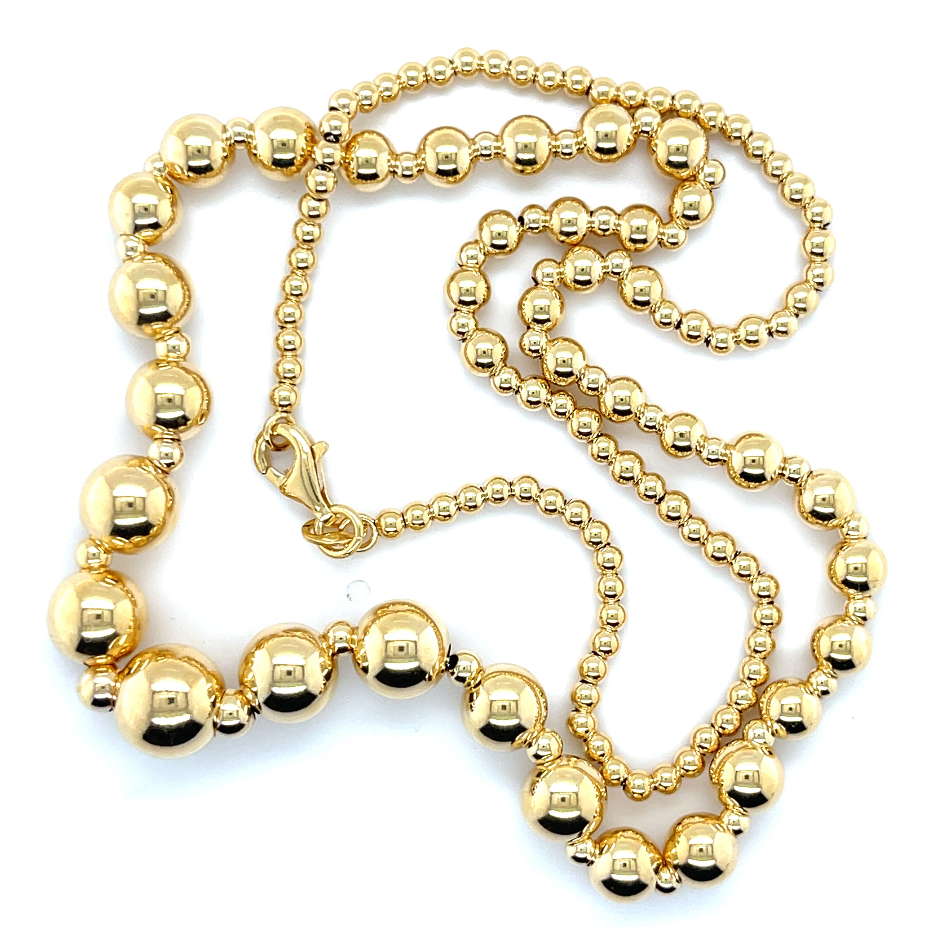 14K Gold Graduated Ball Necklace