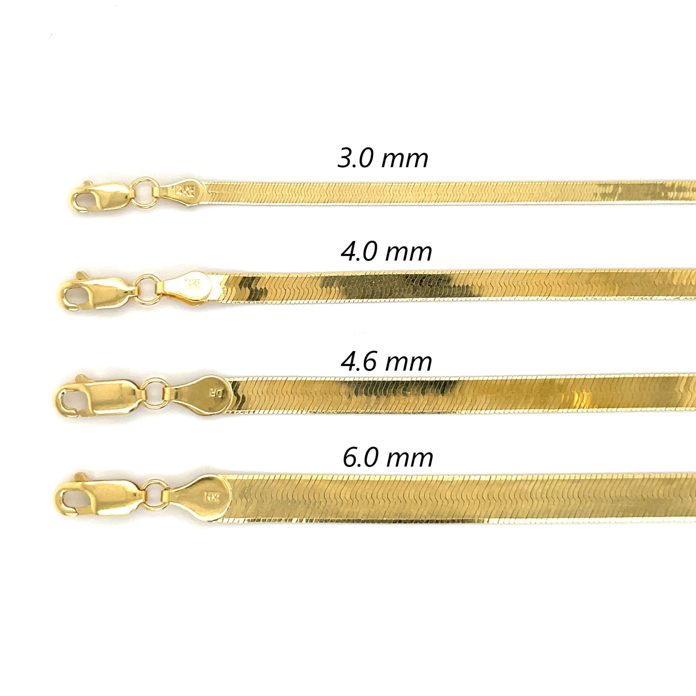 14K Yellow Gold Herringbone Bracelet 7-8" – 3mm, 4mm, 4.6mm or 6mm