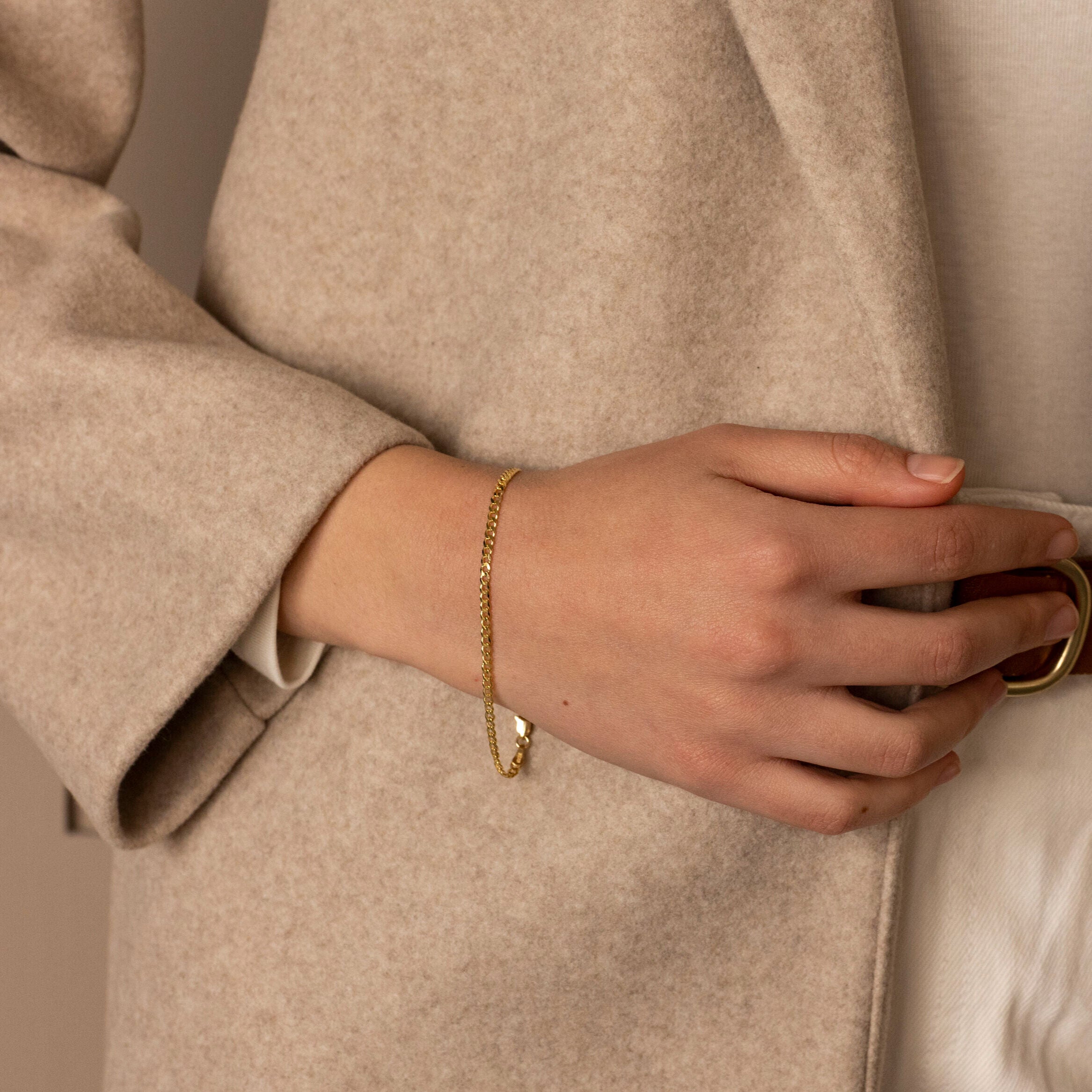 14K Gold 2.7mm Curb Link Bracelet