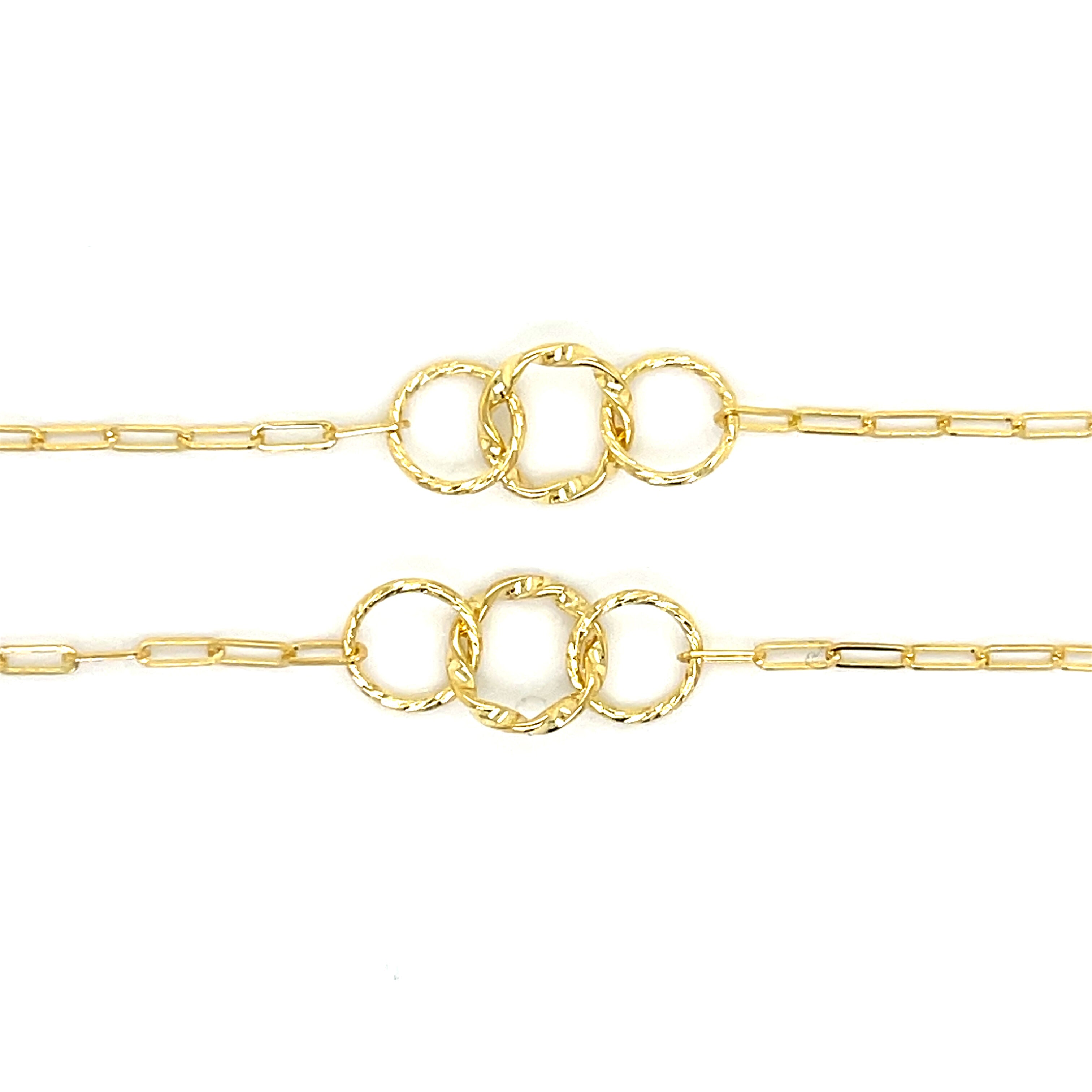 14K Gold Paperclip And Circle Link Necklace