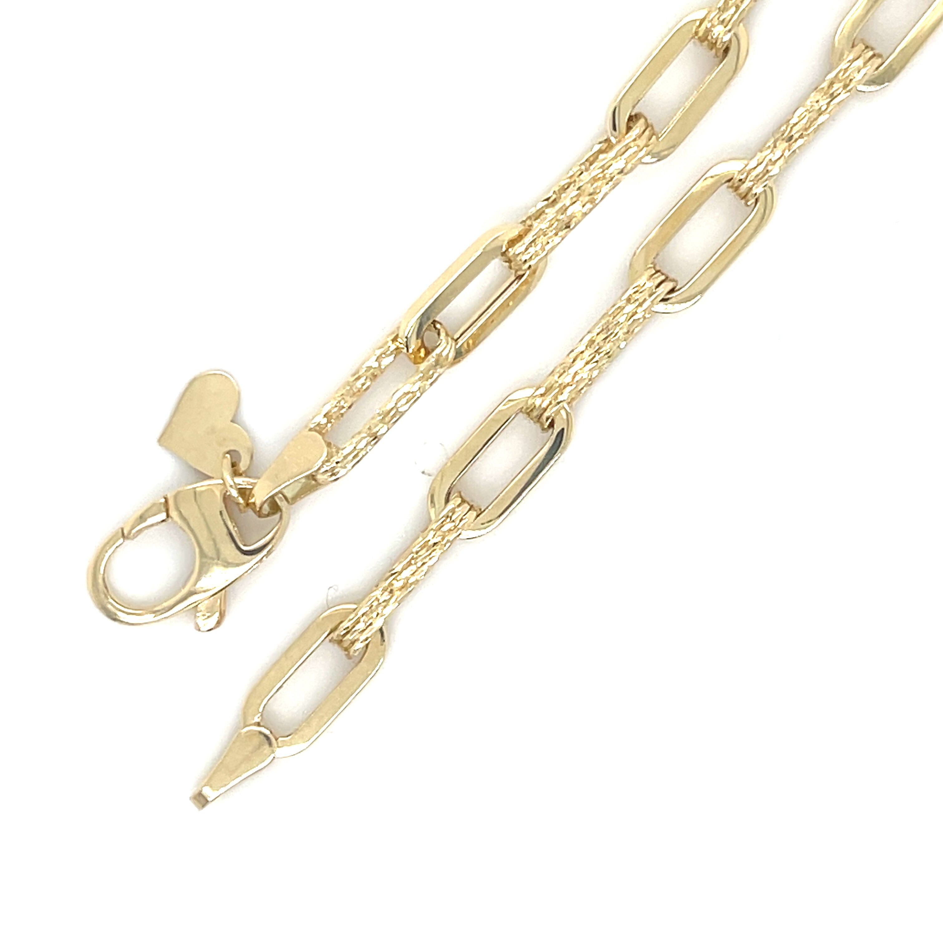 14K Gold Sparkle Paperclip Bracelet
