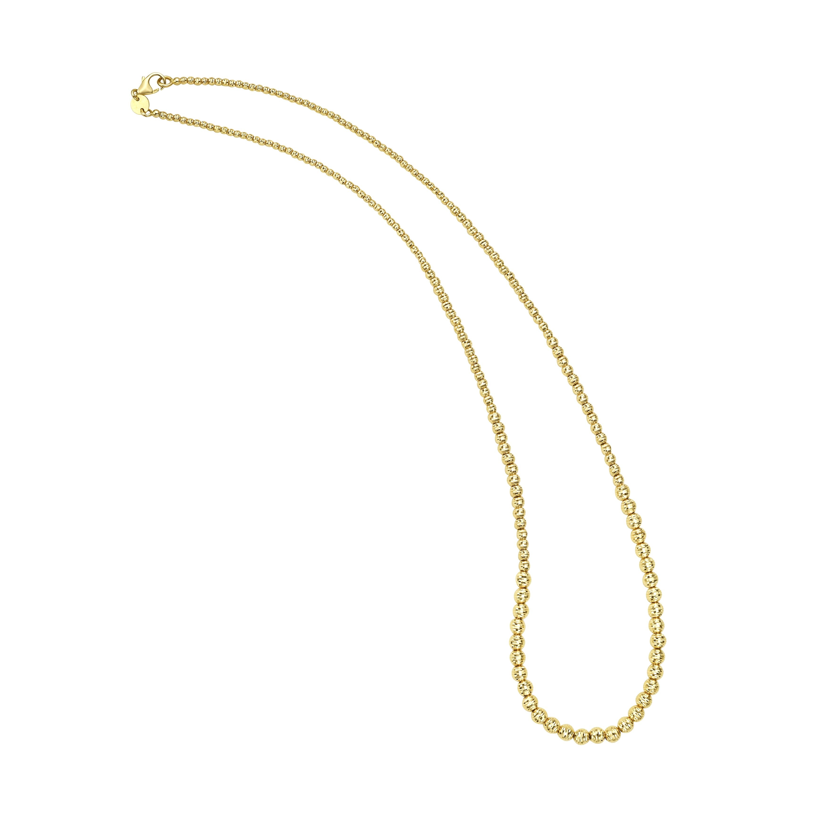 14K Gold Graduated Textured Bead Necklace