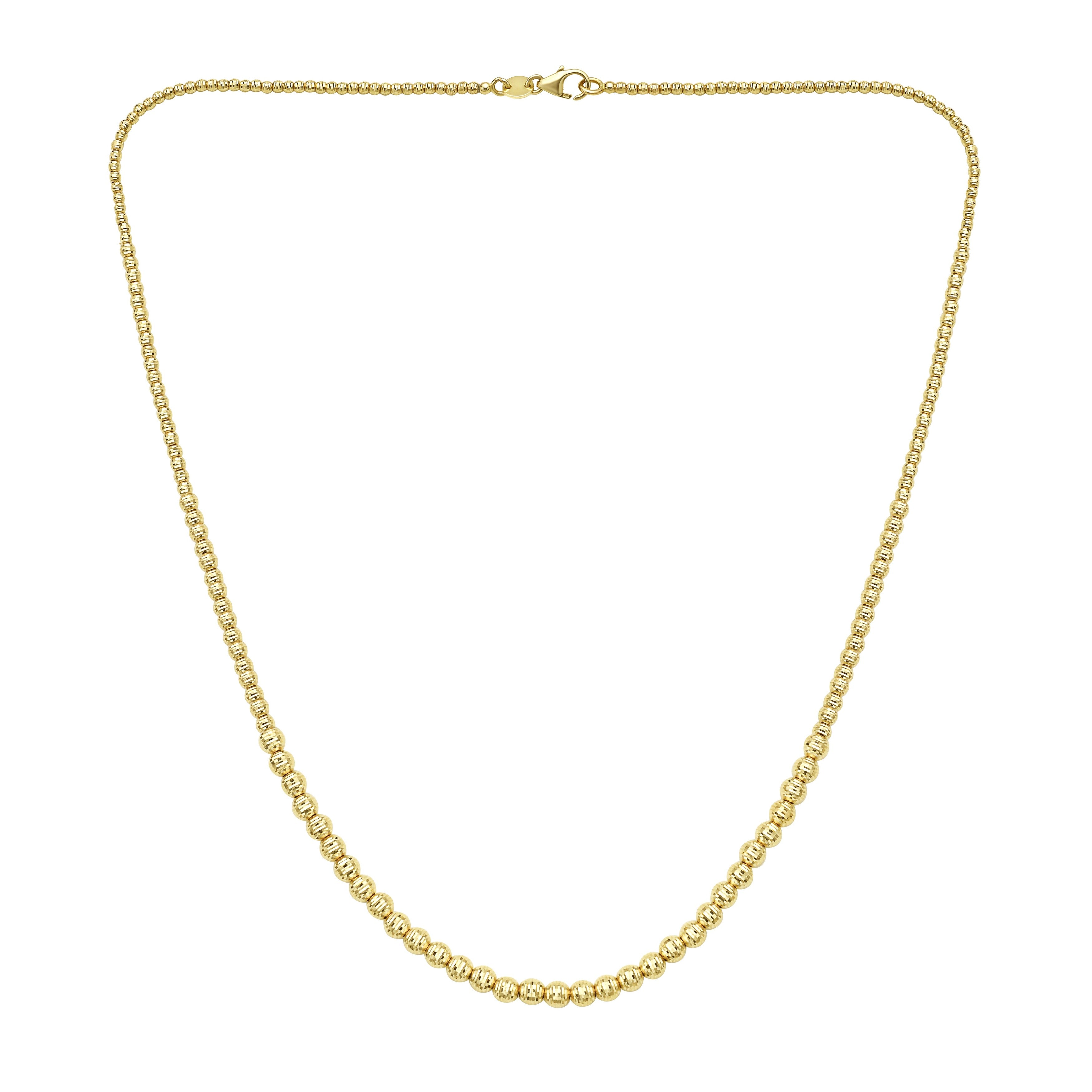 14K Gold Graduated Textured Bead Necklace
