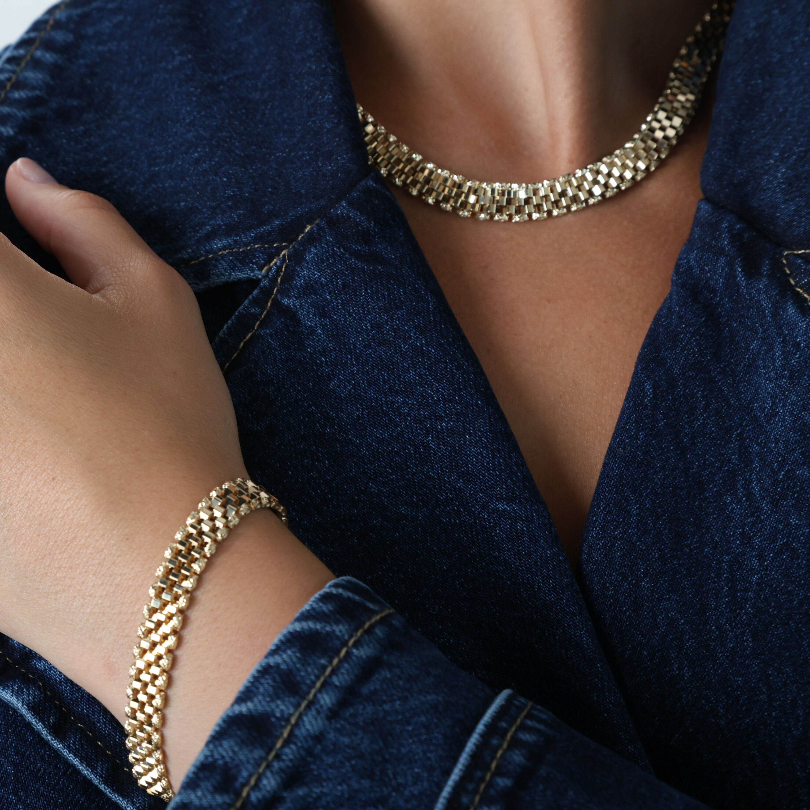 14K Gold Railroad Necklace