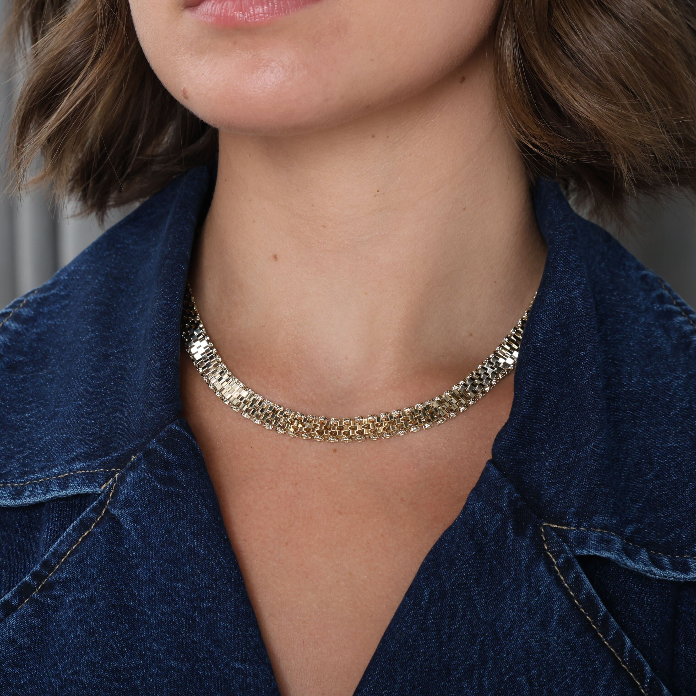 14K Gold Railroad Necklace