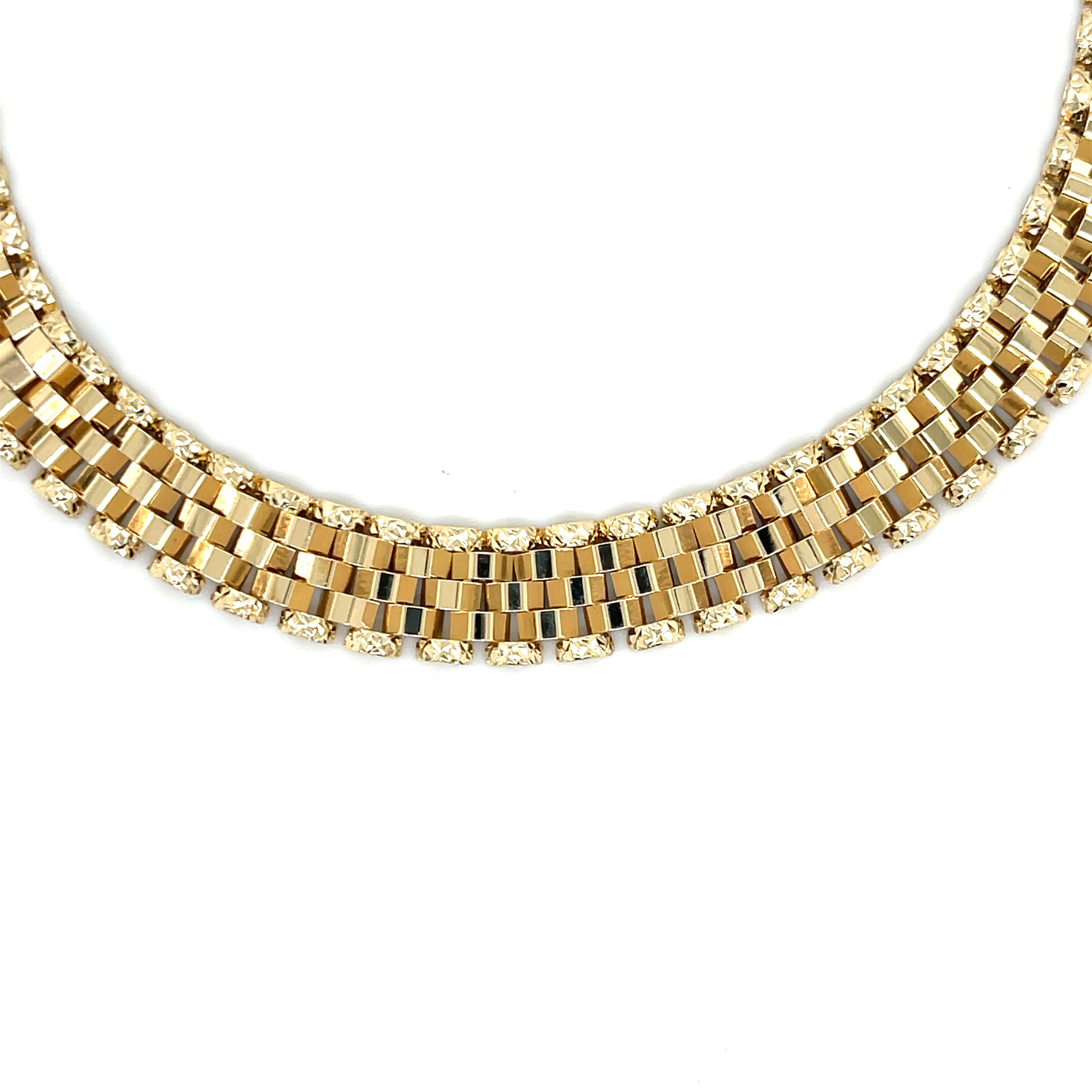 14K Gold Railroad Necklace