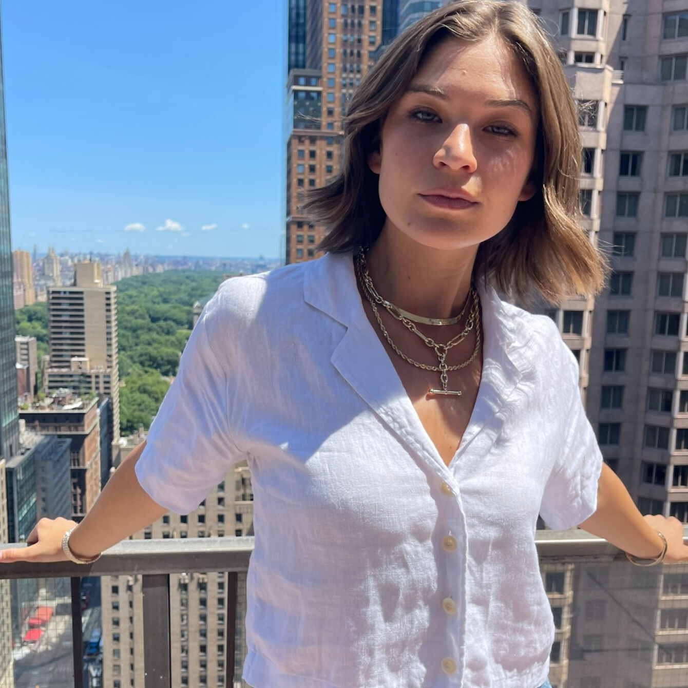 14K Gold Chunky Toggle Drop Link Necklace