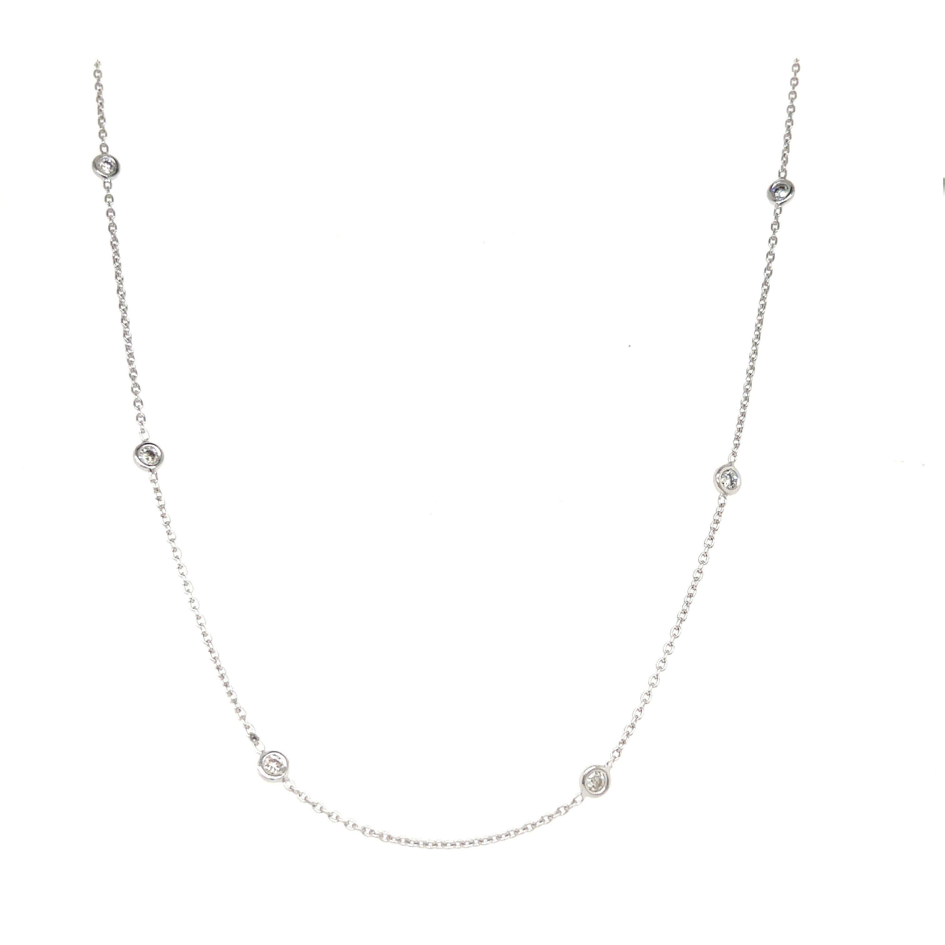 Diamond By The Yard Necklace In 14K White Gold