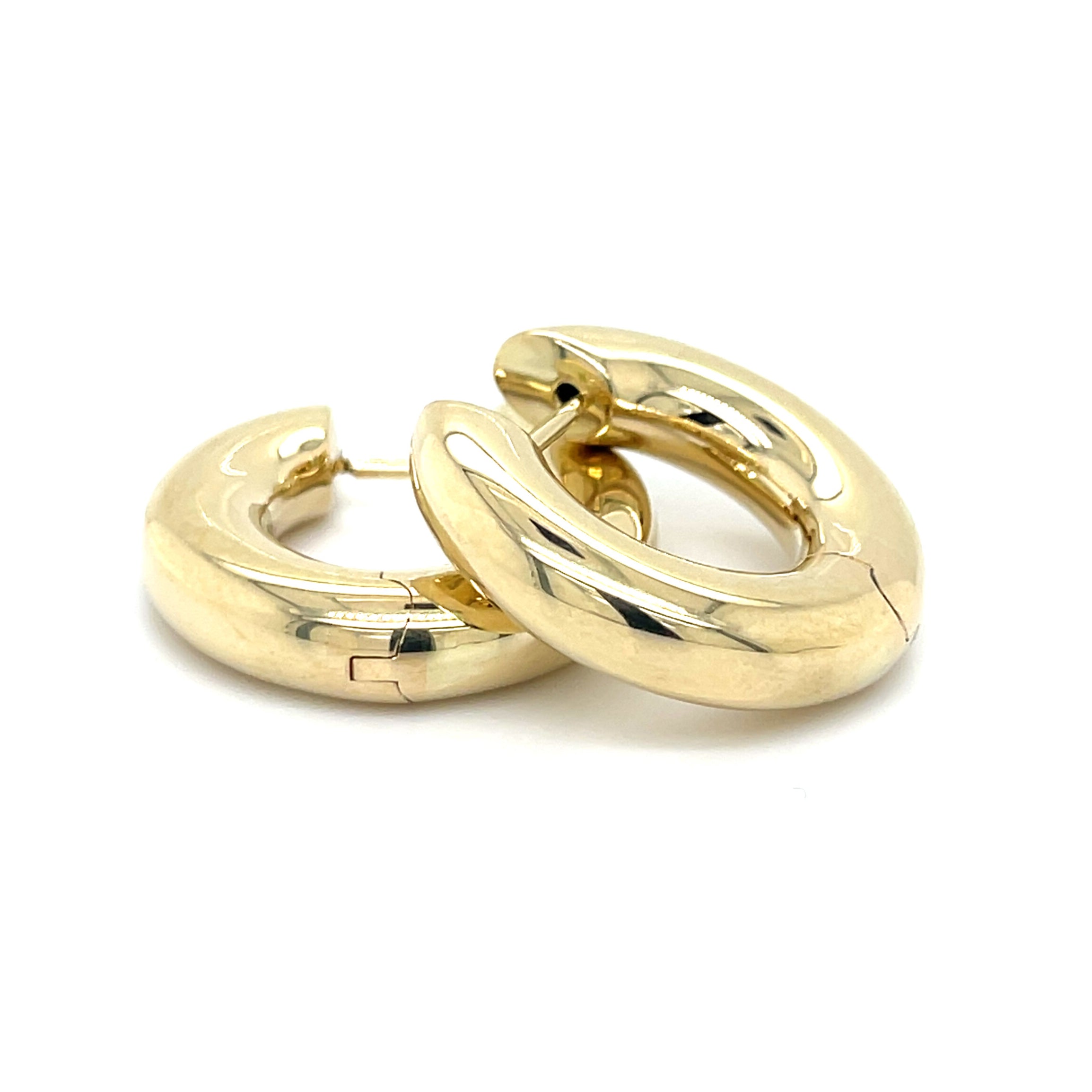 14K Gold Small Chunky Hinged Hoops
