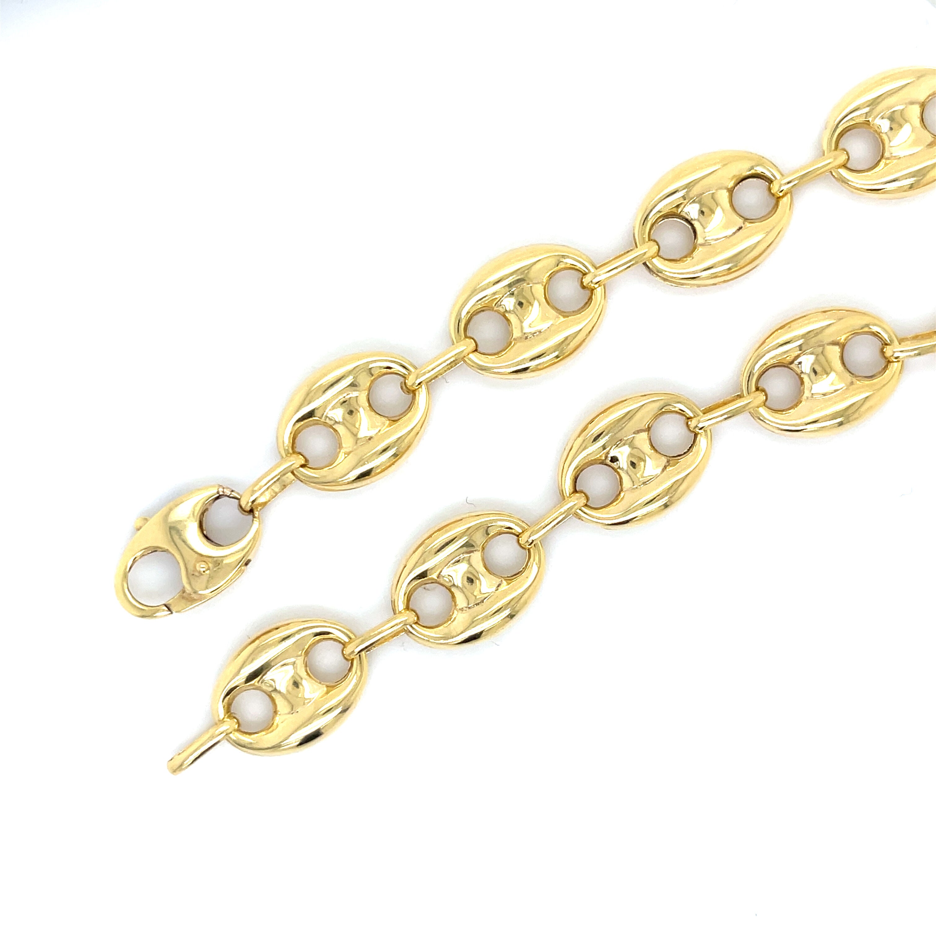 14K Gold Chunky Puffed Mariner Necklace