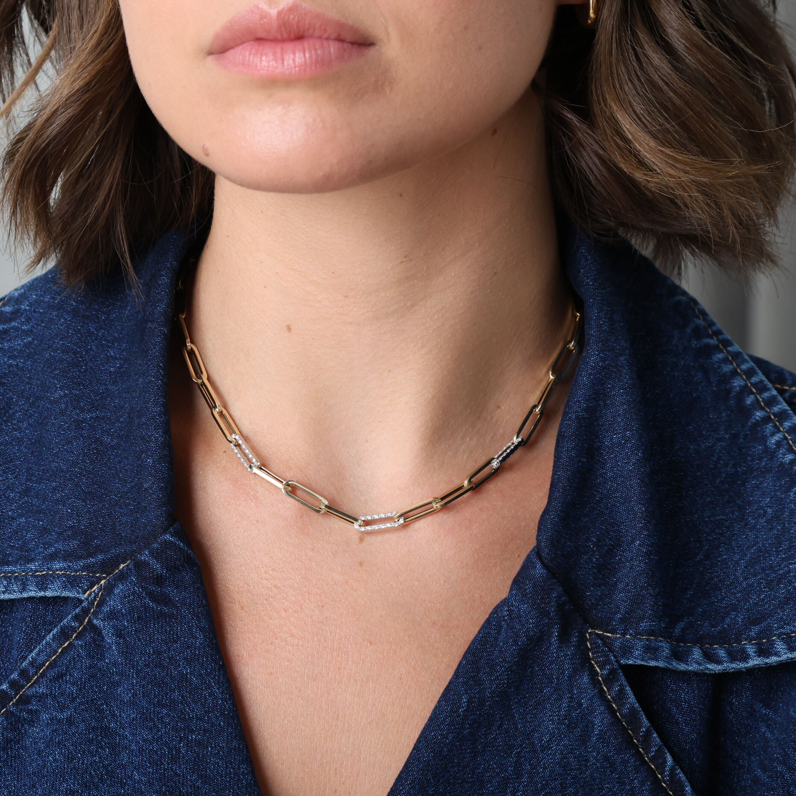 1 Ct Diamond Paperclip Necklace In 14K Gold