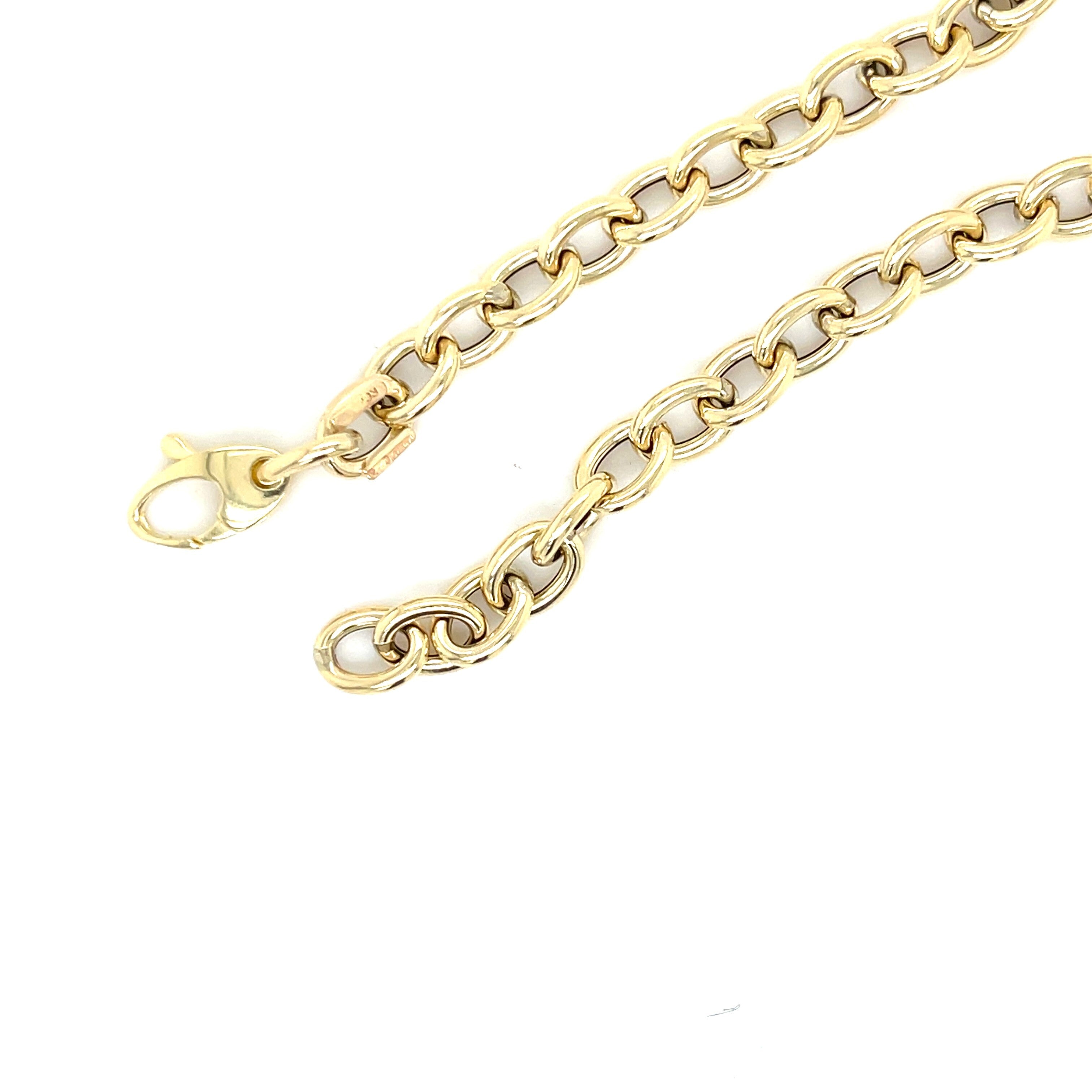 14K Gold Half Pearl Half Link Necklace