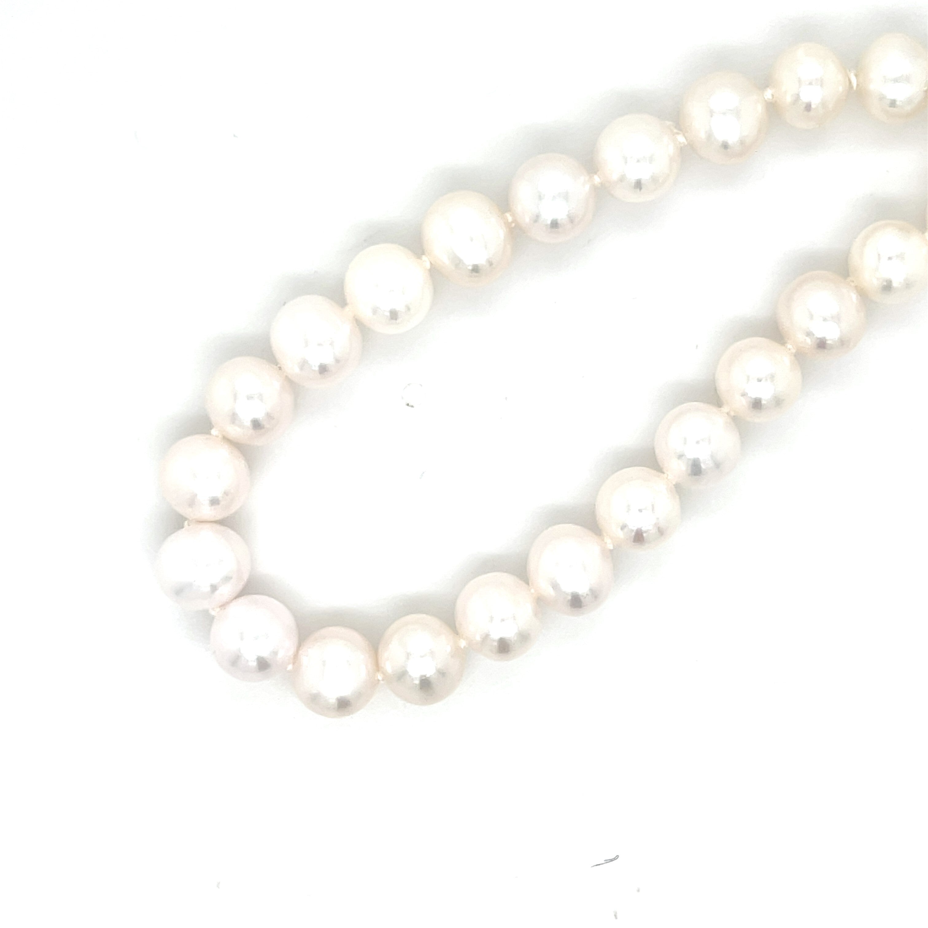 14K Gold Half Pearl Half Link Necklace