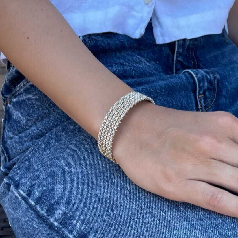 14K Two Tone Gold Multi Row Red Carpet Bracelet