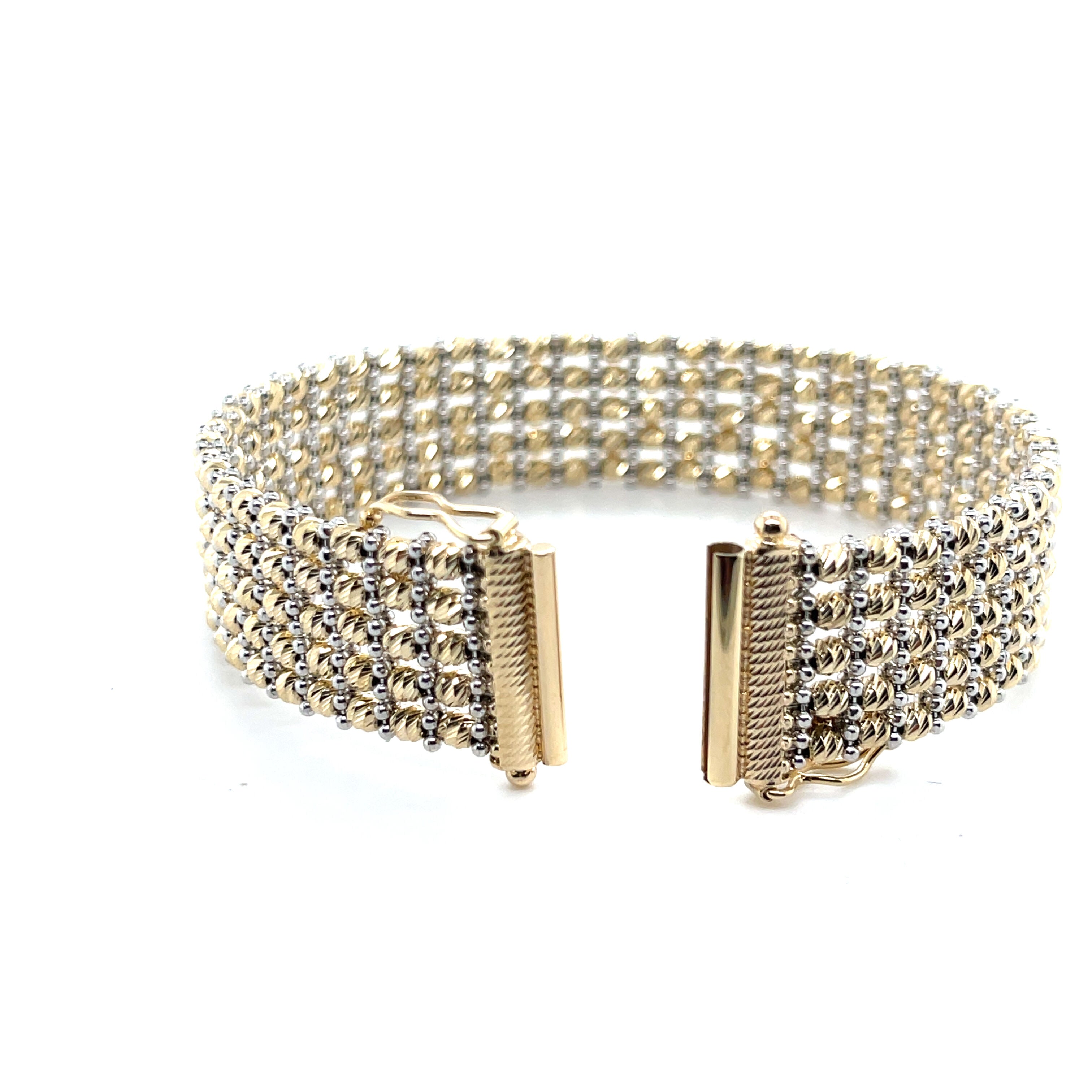 14K Two Tone Gold Multi Row Red Carpet Bracelet