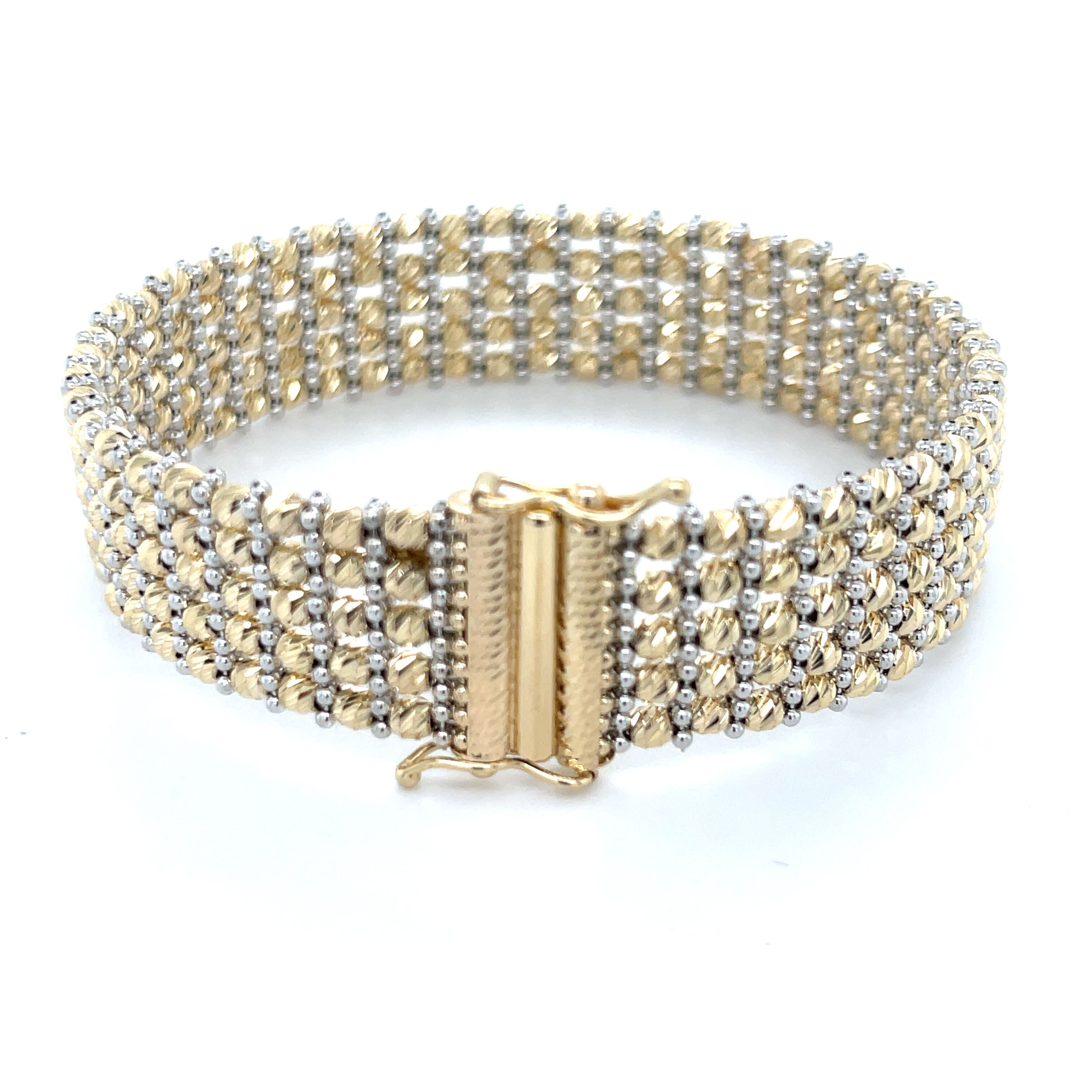 14K Two Tone Gold Multi Row Red Carpet Bracelet