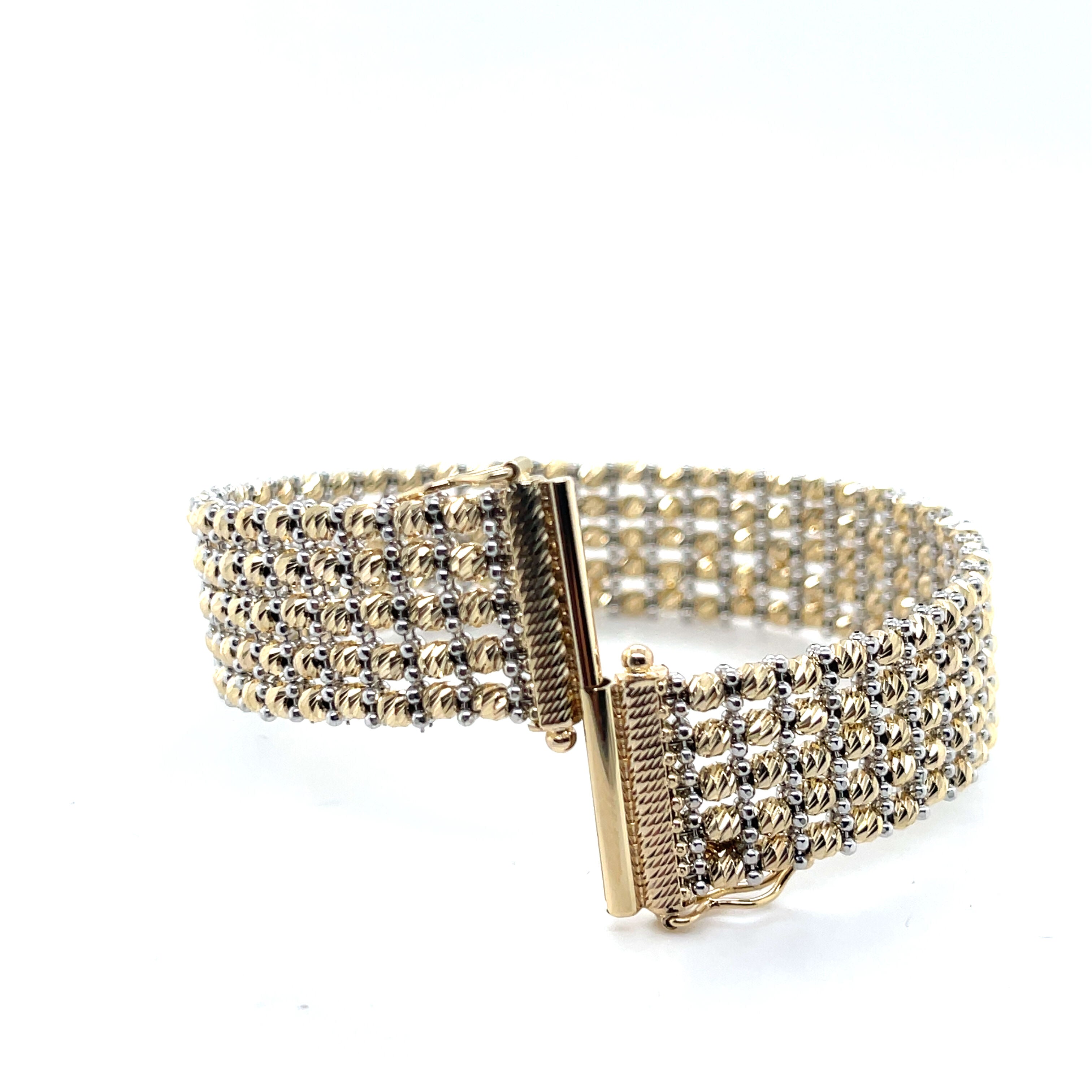 14K Two Tone Gold Multi Row Red Carpet Bracelet
