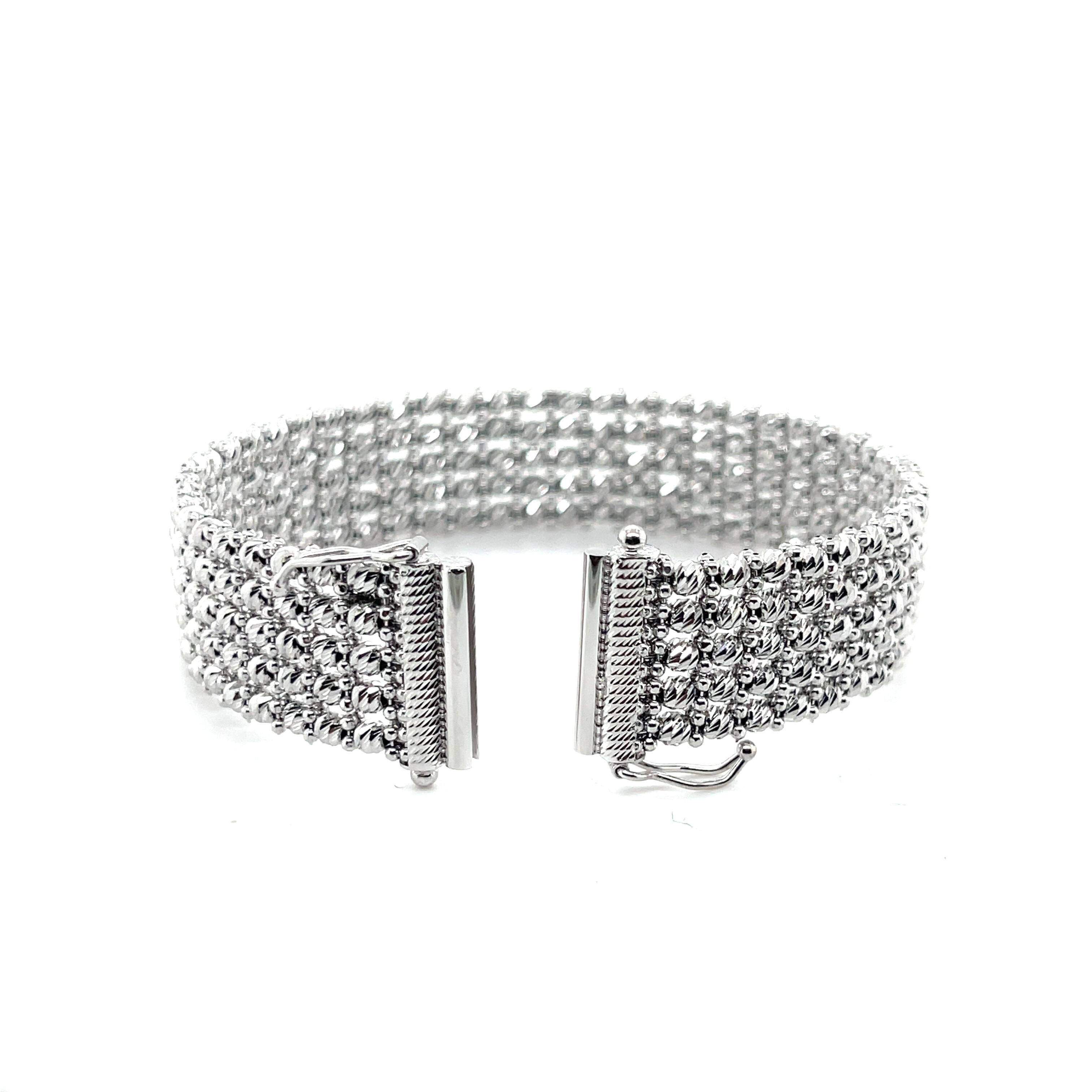14K White Gold Multi Row Red Carpet Bracelet
