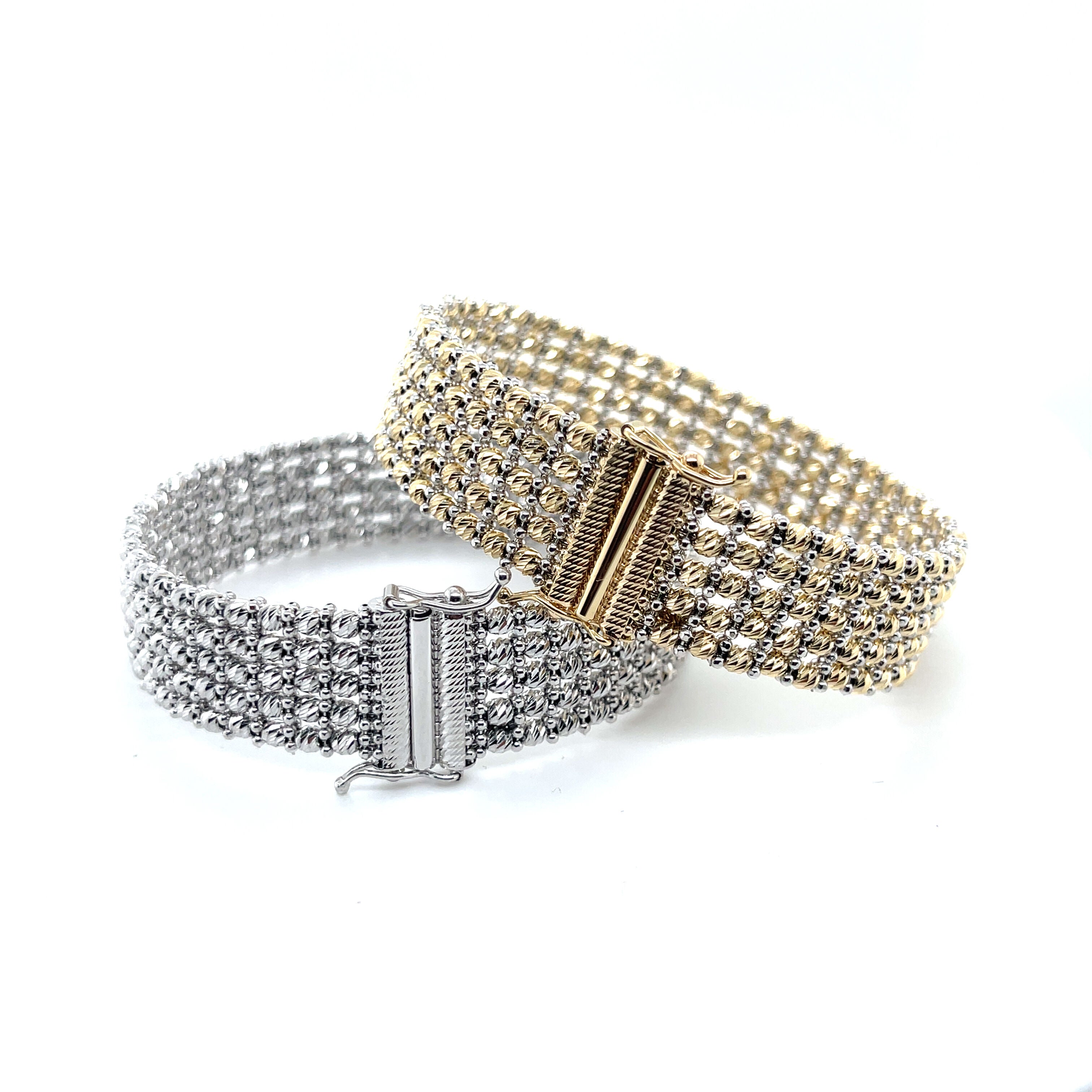 14K White Gold Multi Row Red Carpet Bracelet