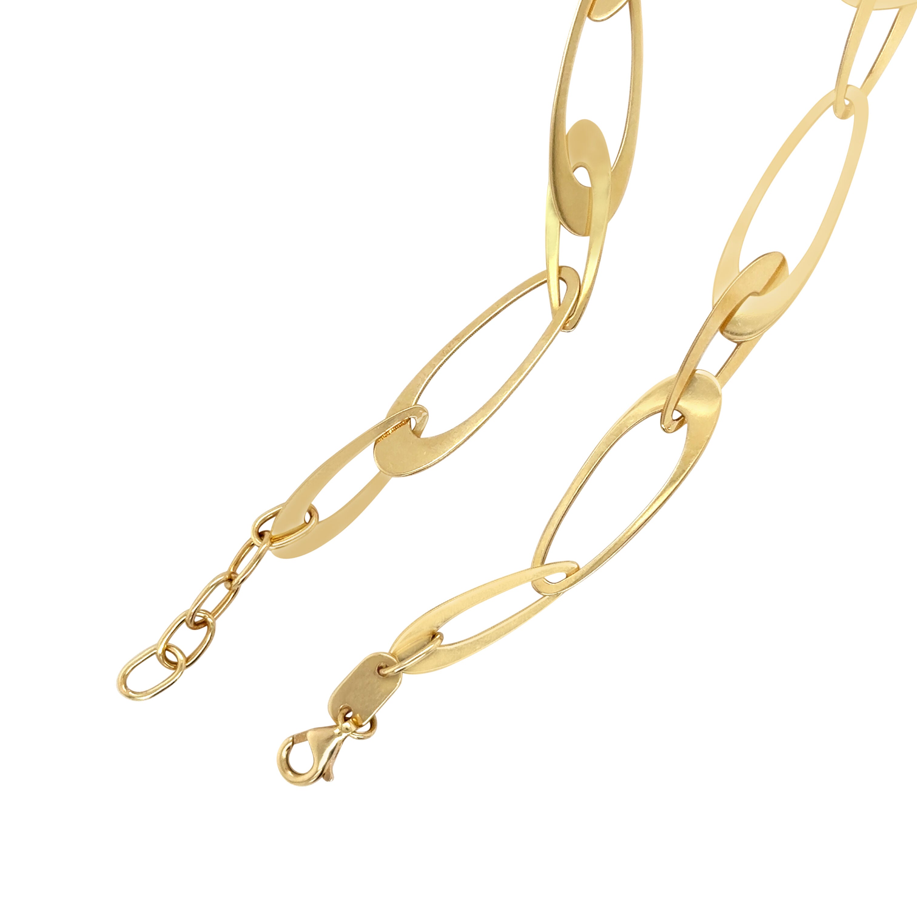 14K Gold Elongated Oval Link Necklace