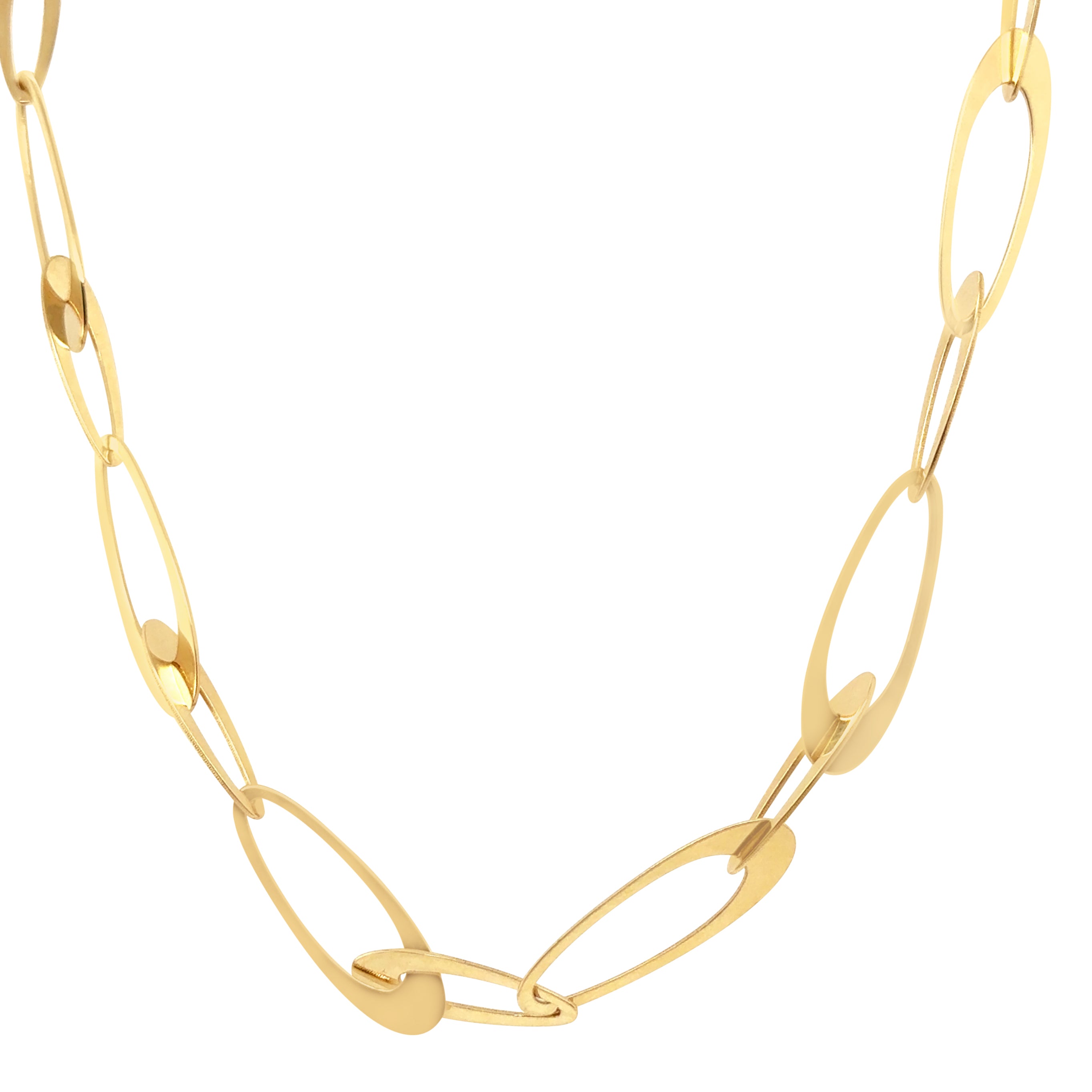 14K Gold Elongated Oval Link Necklace