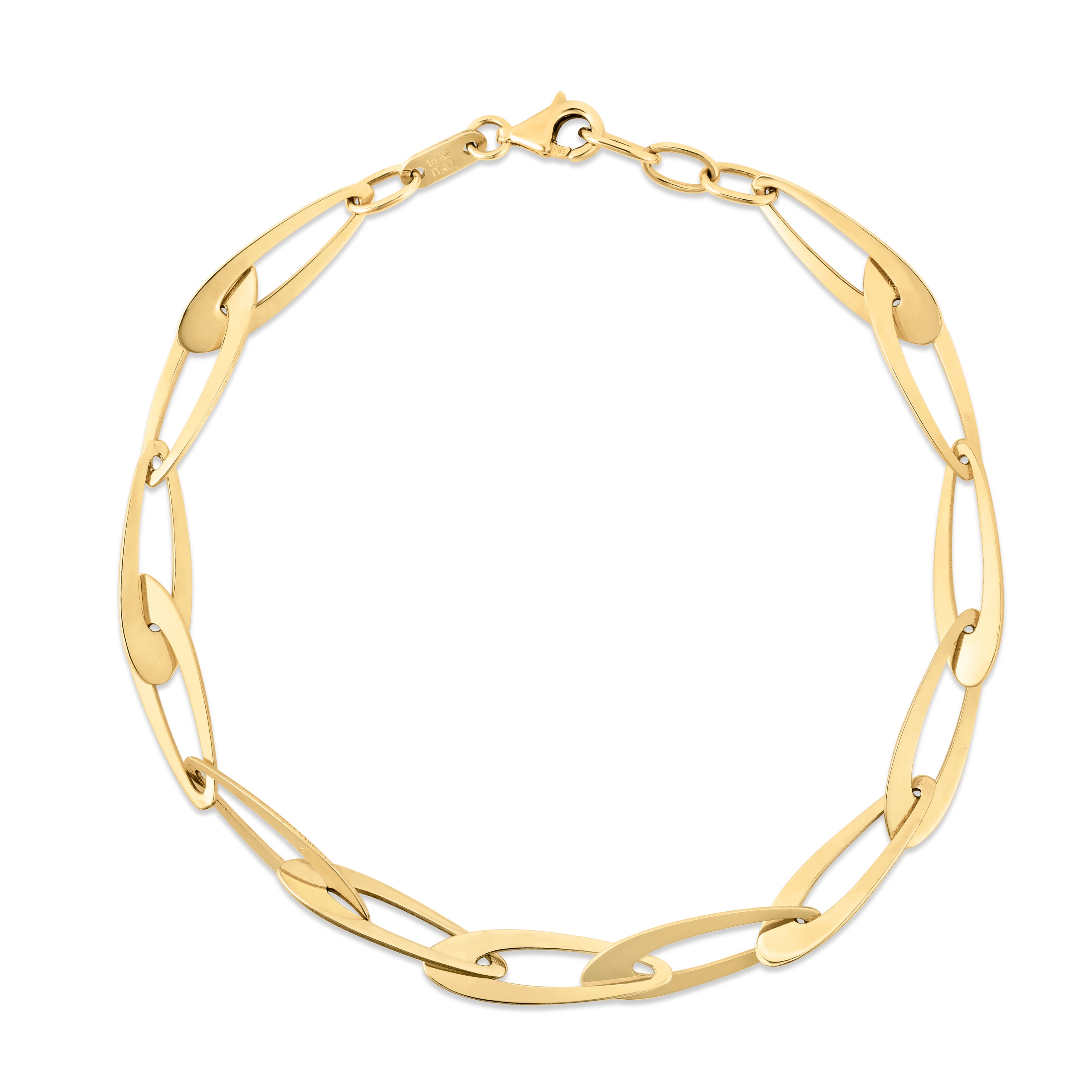 14K Gold Elongated Oval Link Necklace