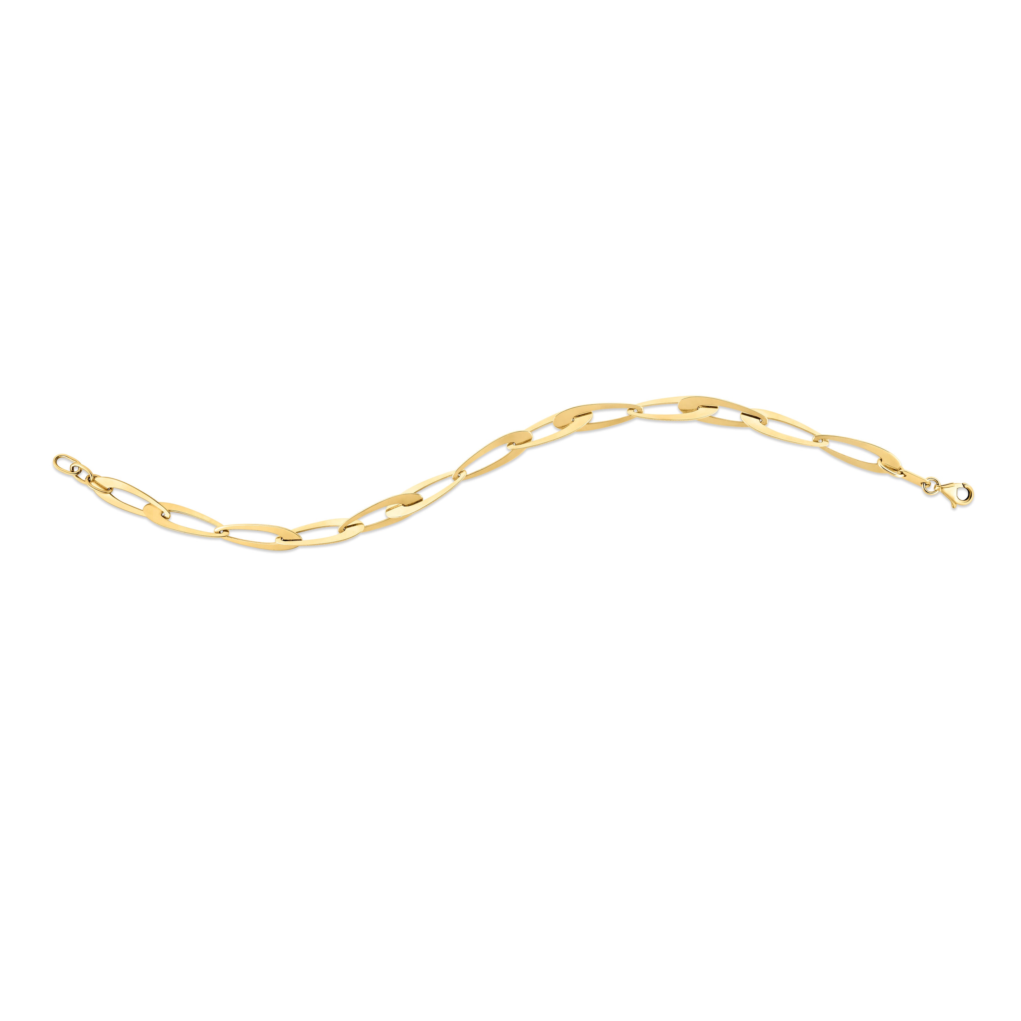 14K Gold Elongated Oval Link Necklace
