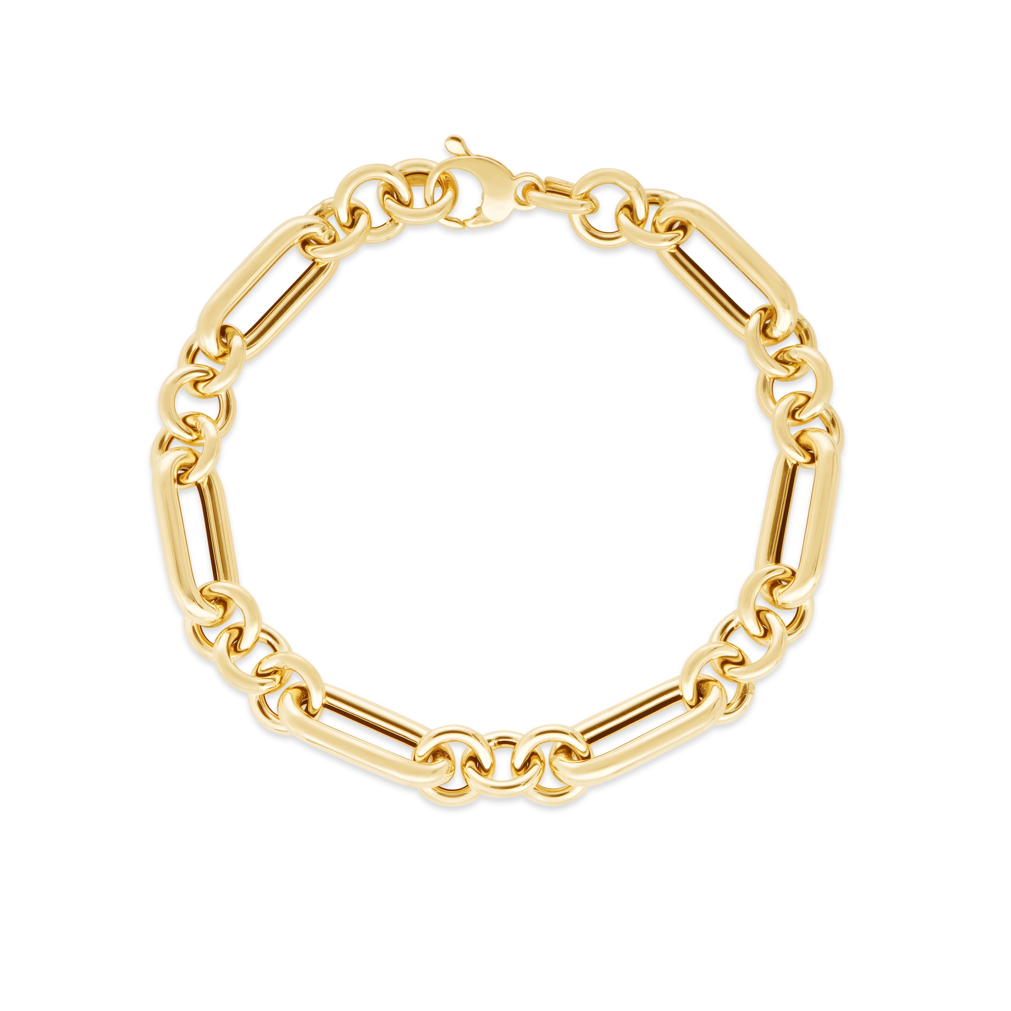 14K Gold Chunky Paperclip And Round Link Bracelet